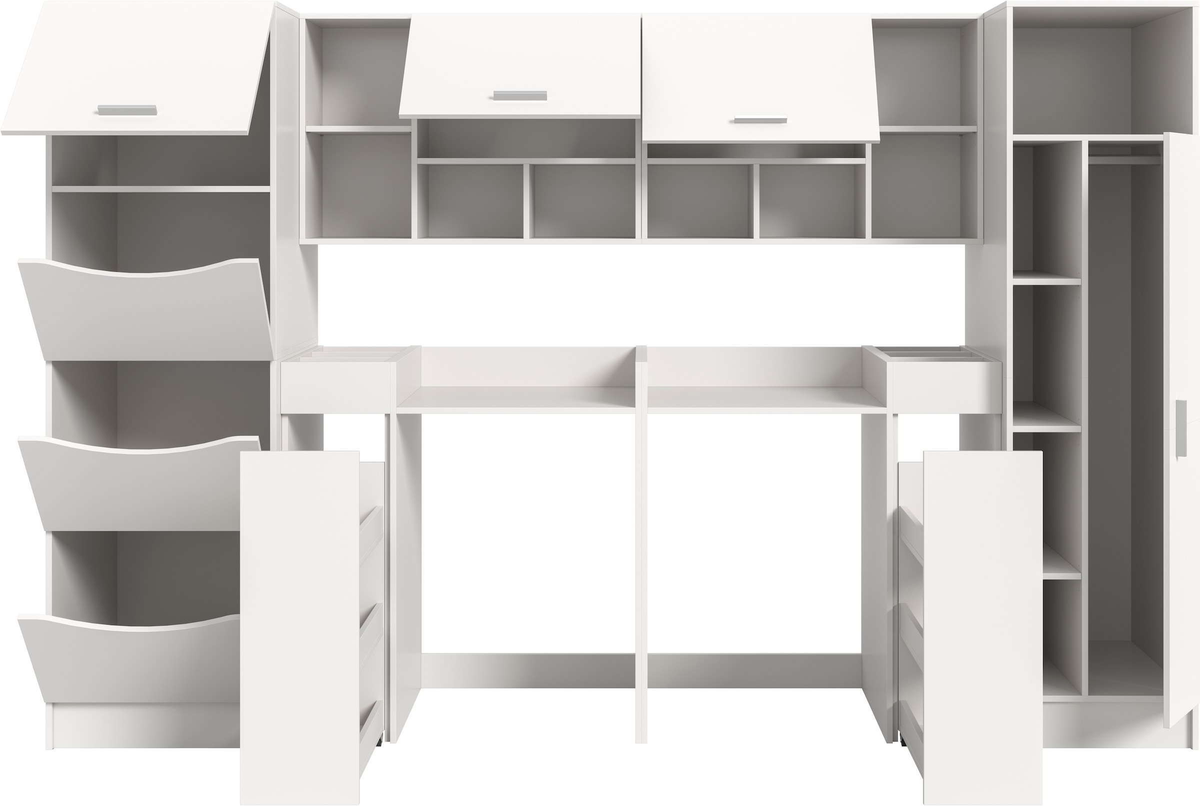 welltime Badmöbel-Set »FALAS, TOPSELLER!, 8-teilig, Hauswirtschaftsraum Set, Breite 300 cm« Set, Wäscheschrank, Hängeschrank,Standregal, Umbauschrank, Mehrzweckschrank, 8 Stk. tlg.