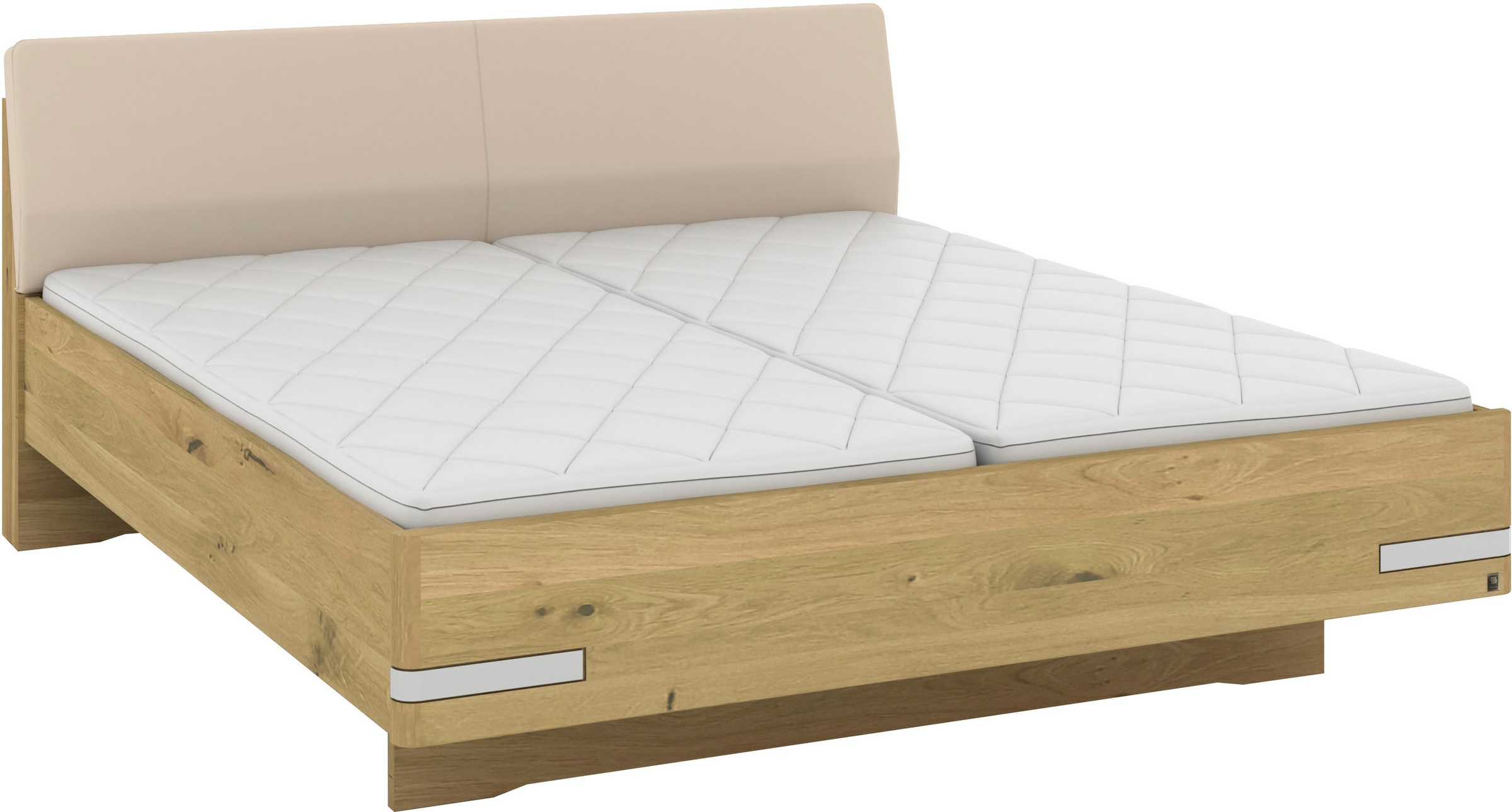 Musterring Holzbett »Savona«, (Belastbarkeit 220 Kg, 4-fache Liegehöhenverstellung, MADE IN GERMANY), Kopfteil Kunstleder Champagner, Details in Chrom, verschiedene Größen