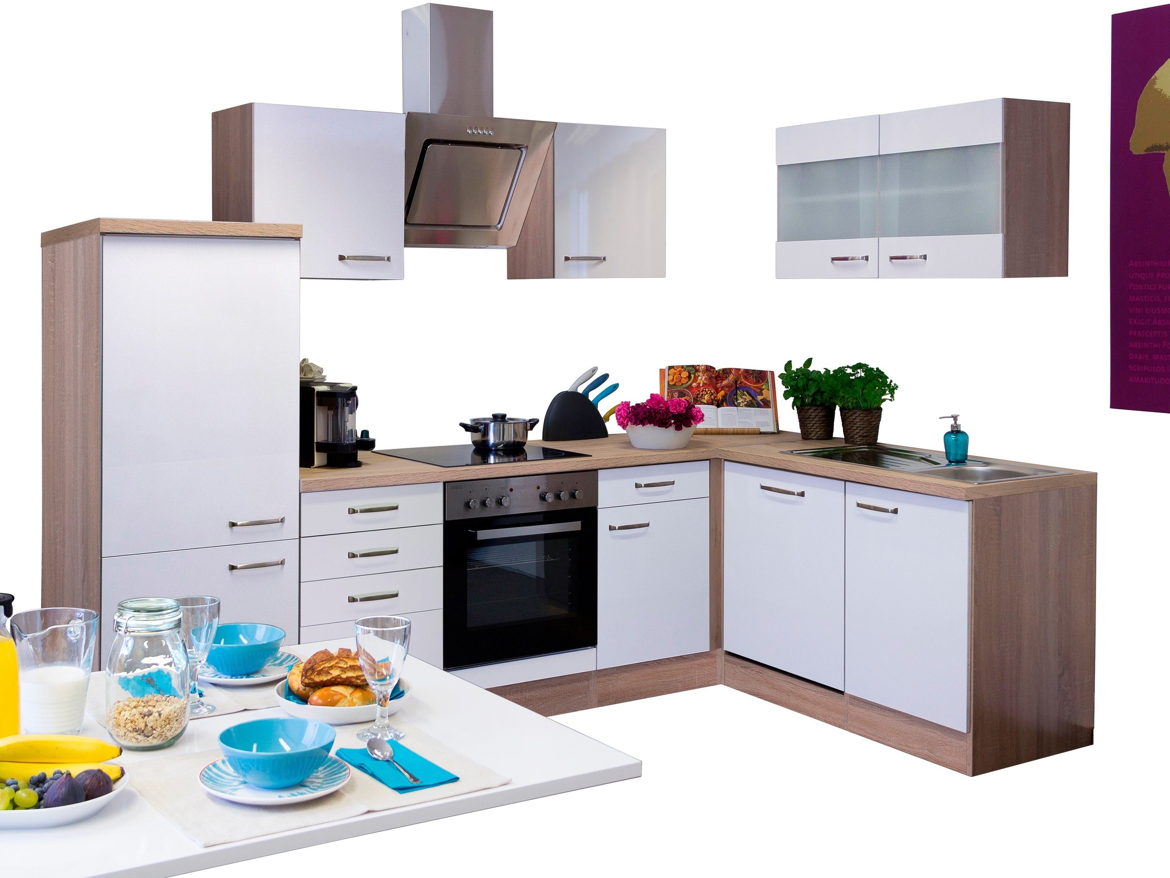 Flex-Well Küchenzeile »Florenz«, mit E-Geräten, Gesamtbreite 280 x 170 cm günstig online kaufen