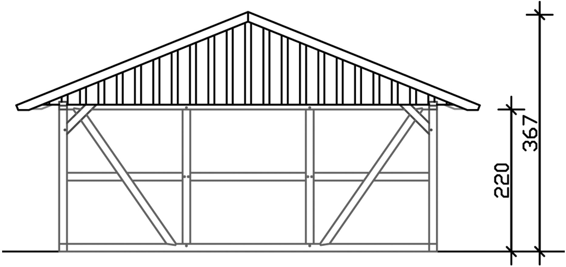 Skanholz Doppelcarport »Schwarzwald«, KVH-Fichte, 560 cm, Schiefergrau, mit Dachlattung