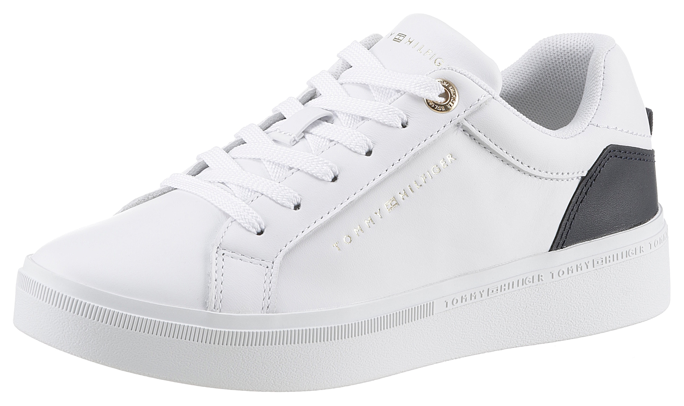 Tommy Hilfiger Plateausneaker »ELEVATED ESSENTIAL COURT SNEAKER«, mit Kontrastbesatz an der Ferse, Freizeitschuh, Halbschuh, Schnürschuh