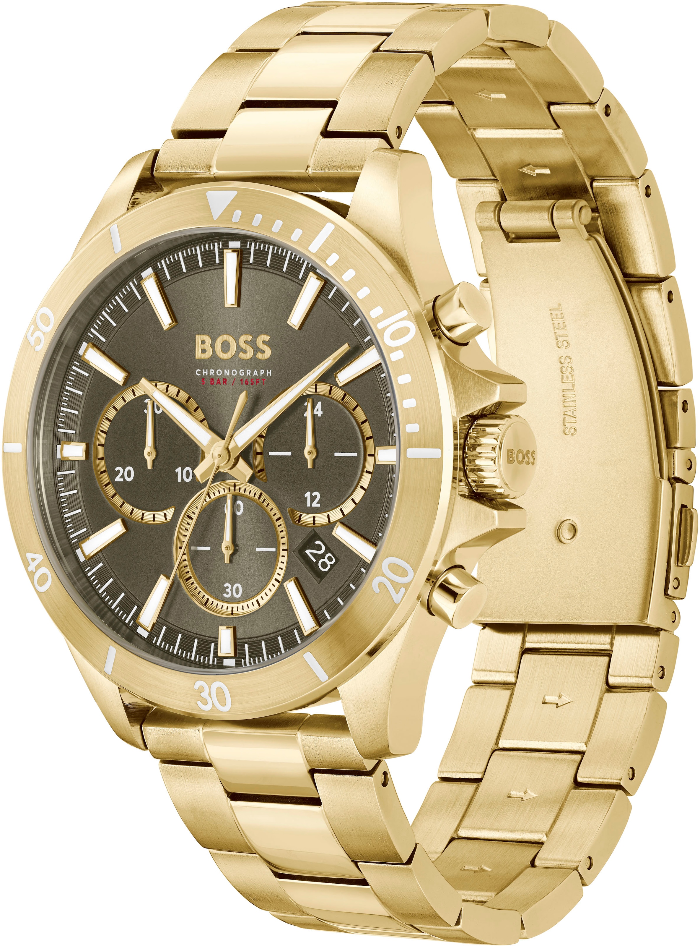 BOSS Chronograph »TROPER«, Quarzuhr, Herrenuhr, Armbanduhr, Stoppfunktion, Edelstahlarmband