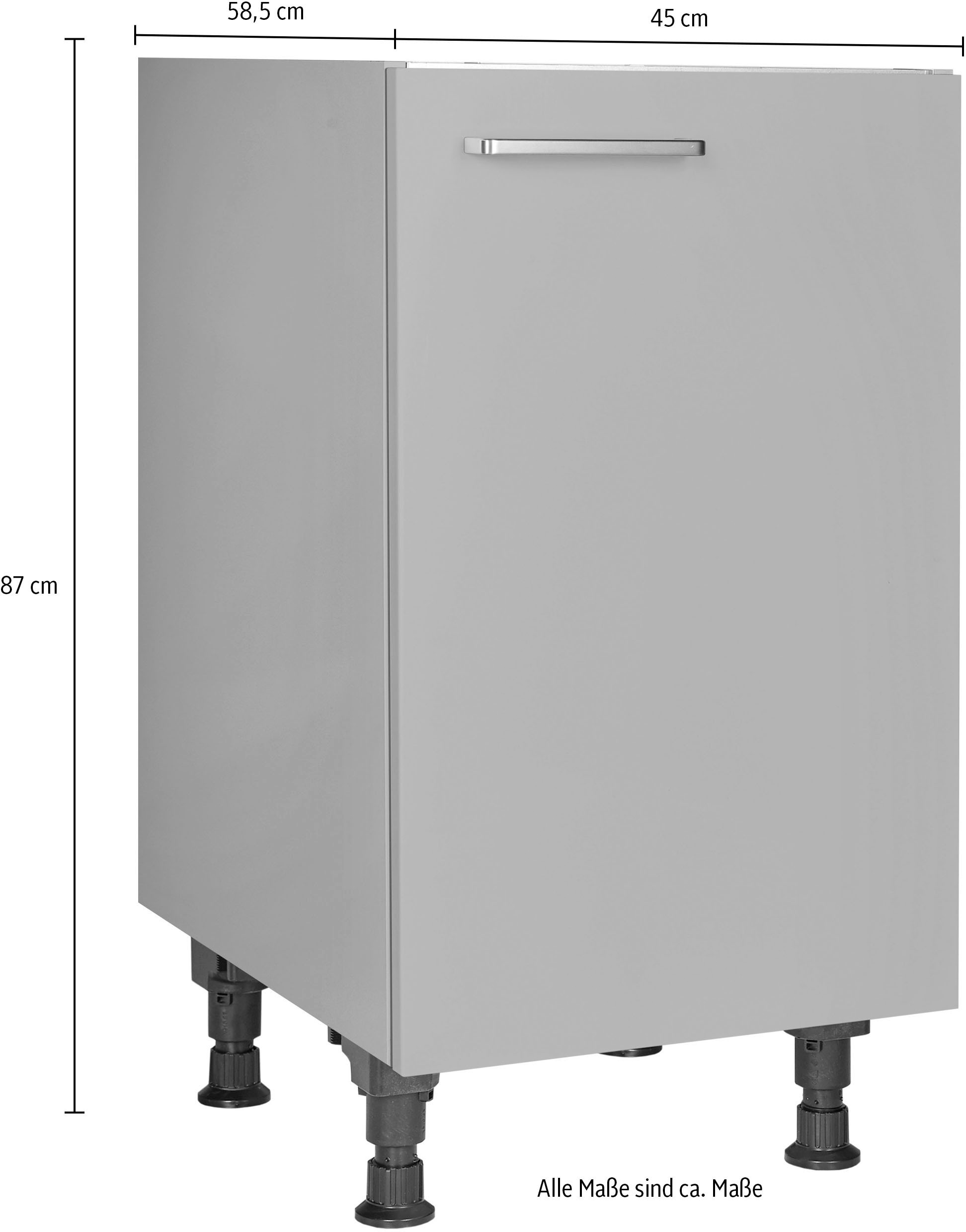 nobilia® Spülenschrank »"Touch", Ausrichtung wählbar, vormontiert, in den Breiten« 45 und 60 cm, mit höhenverstellbaren Sockelfüßen