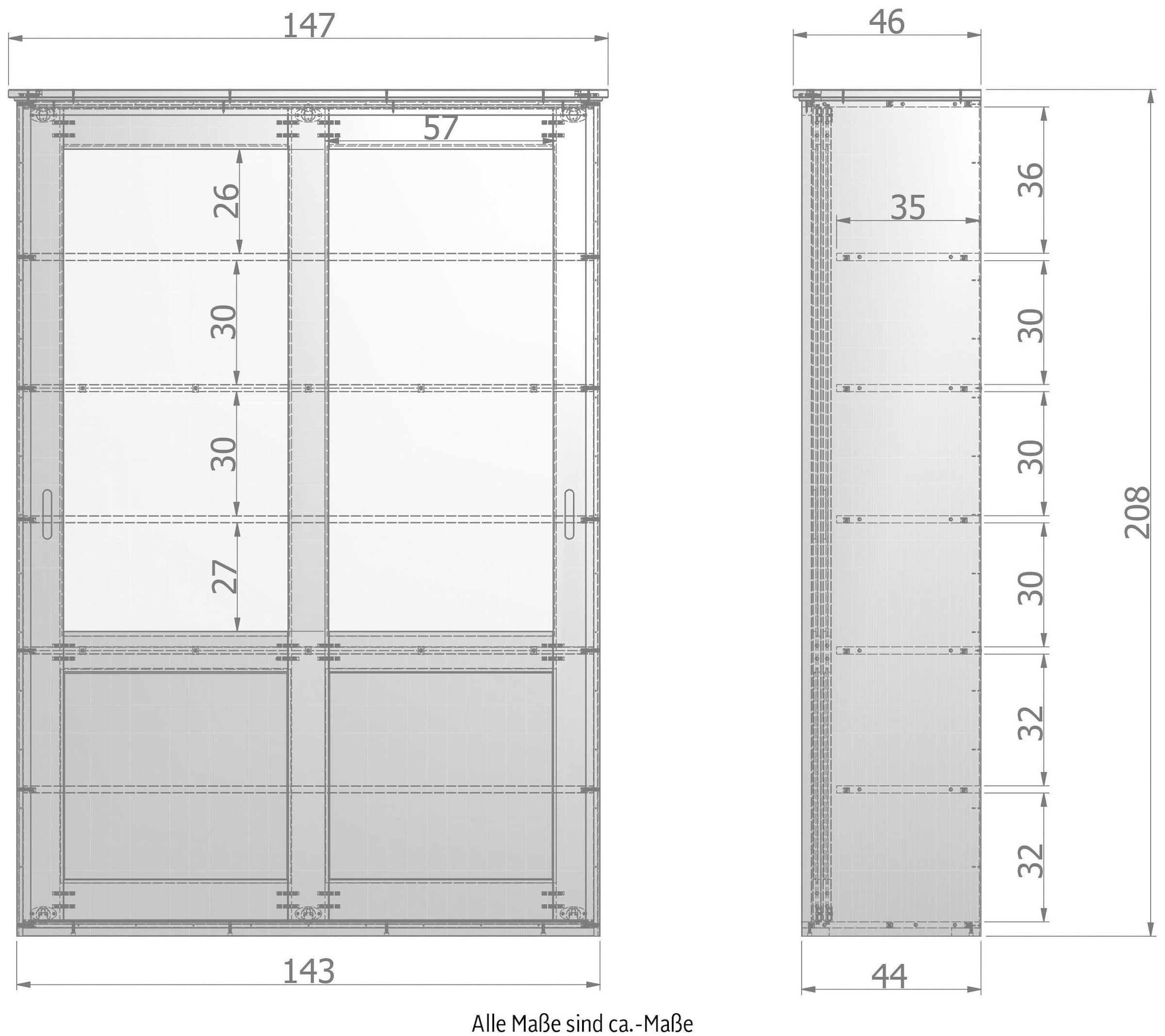 WOOOD Vitrine »Vince«, aus massive Kiefer, Breite 147 cm