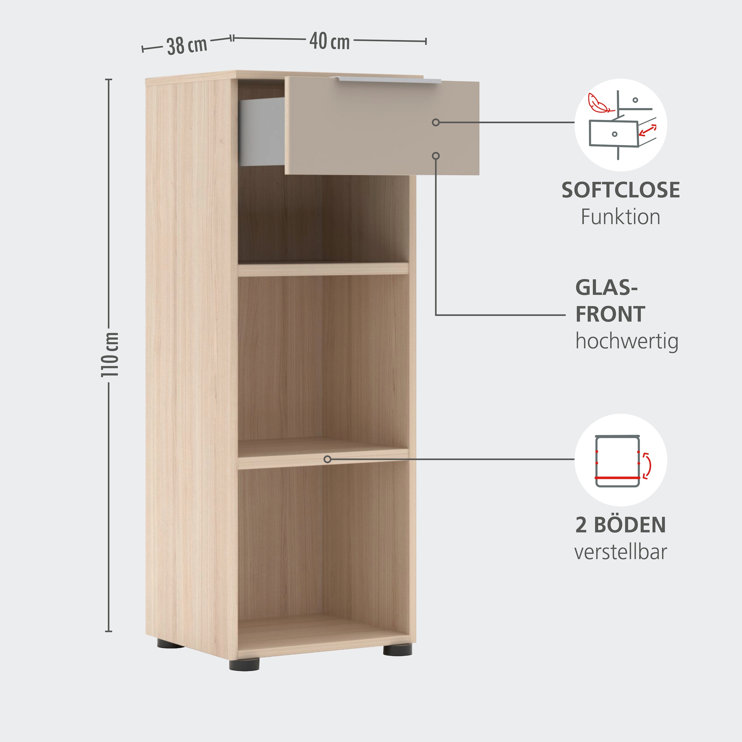 Innostyle Aktenregal »Büroregal Santorin, 40x 110x 38 cm (B/H/T)« 1 Stk. tlg.