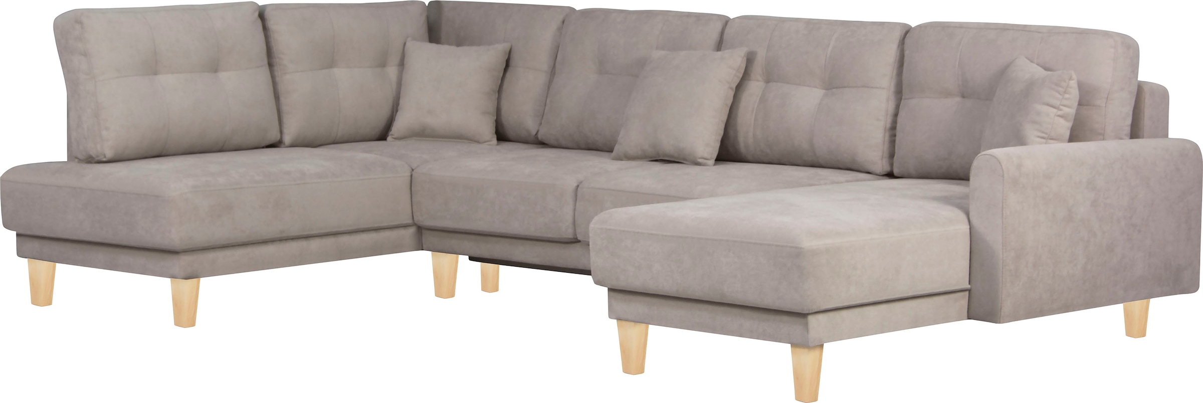 Home affaire Wohnlandschaft »TRIPLO U-Form wahlweise mit Schlaffunktion, B/T/H: 310/192/90 cm«, Schlafsofa, auch mit Bettkasten, Steppung im Rückenkissen