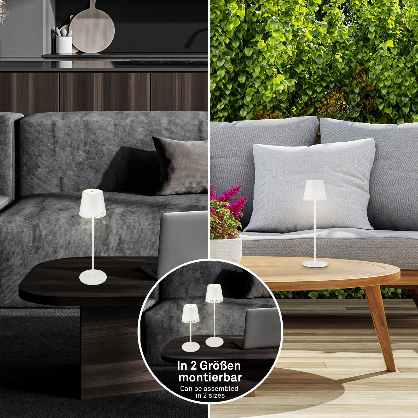 Briloner Leuchten LED Tischleuchte »KIKI« LED-Modul 1 Stk. Warmweiß mit Akku, höhenverstellbar, USB-C, warmweiß, IP44, silber, 38 cm