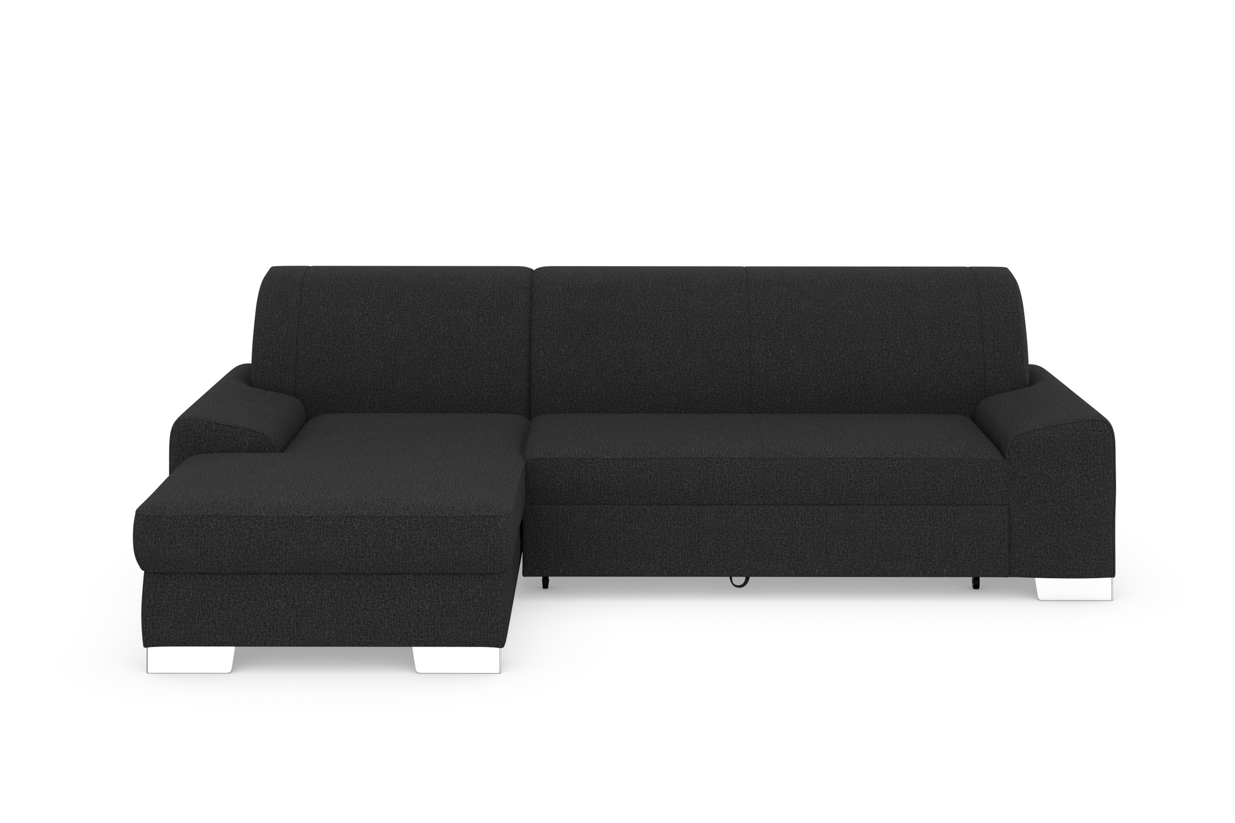 DOMO collection Ecksofa »Anzio L-Form, whlw. Bettfunktion, Federkern, hochwertig, Breite 271 cm«, Mit Bettfunktion, Recamiere links, Feinstruktur, anthratzit