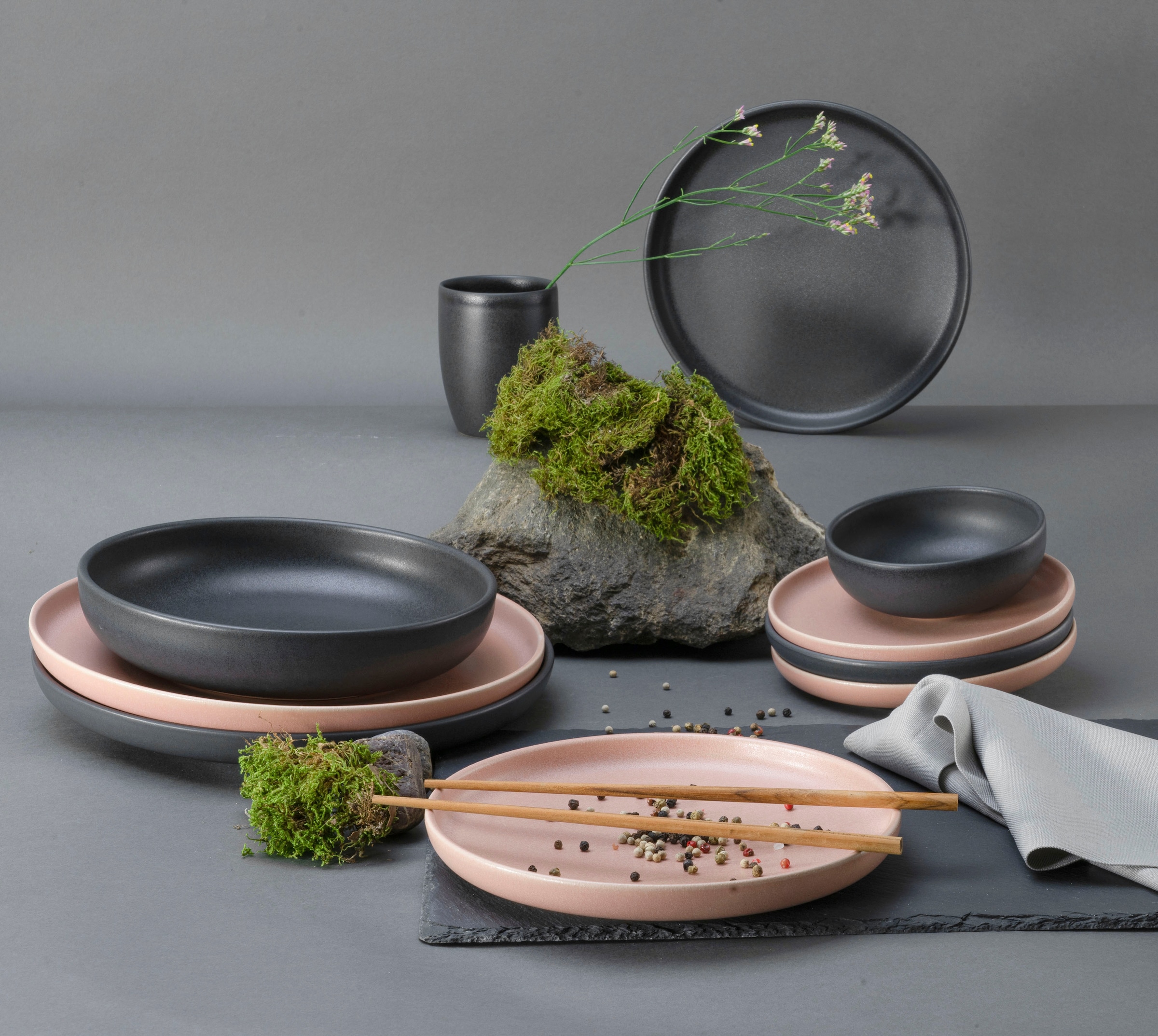 CreaTable Tafelservice »Uno«, (Set, 8 tlg.), seidenmatte Glasur