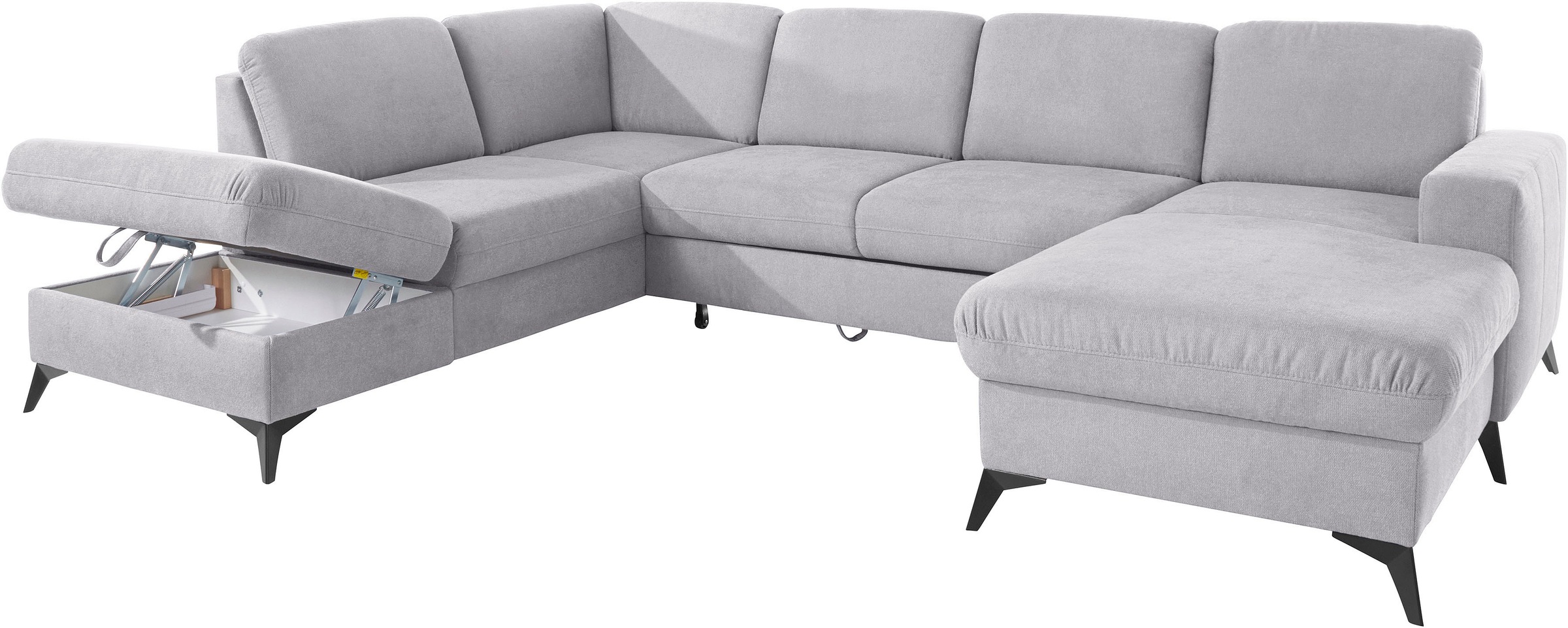 Places of Style Wohnlandschaft »Lolland U-Form«, Wahlweise mit Bettfunktion und Stauraum, auch mit abwischbarem Bezug