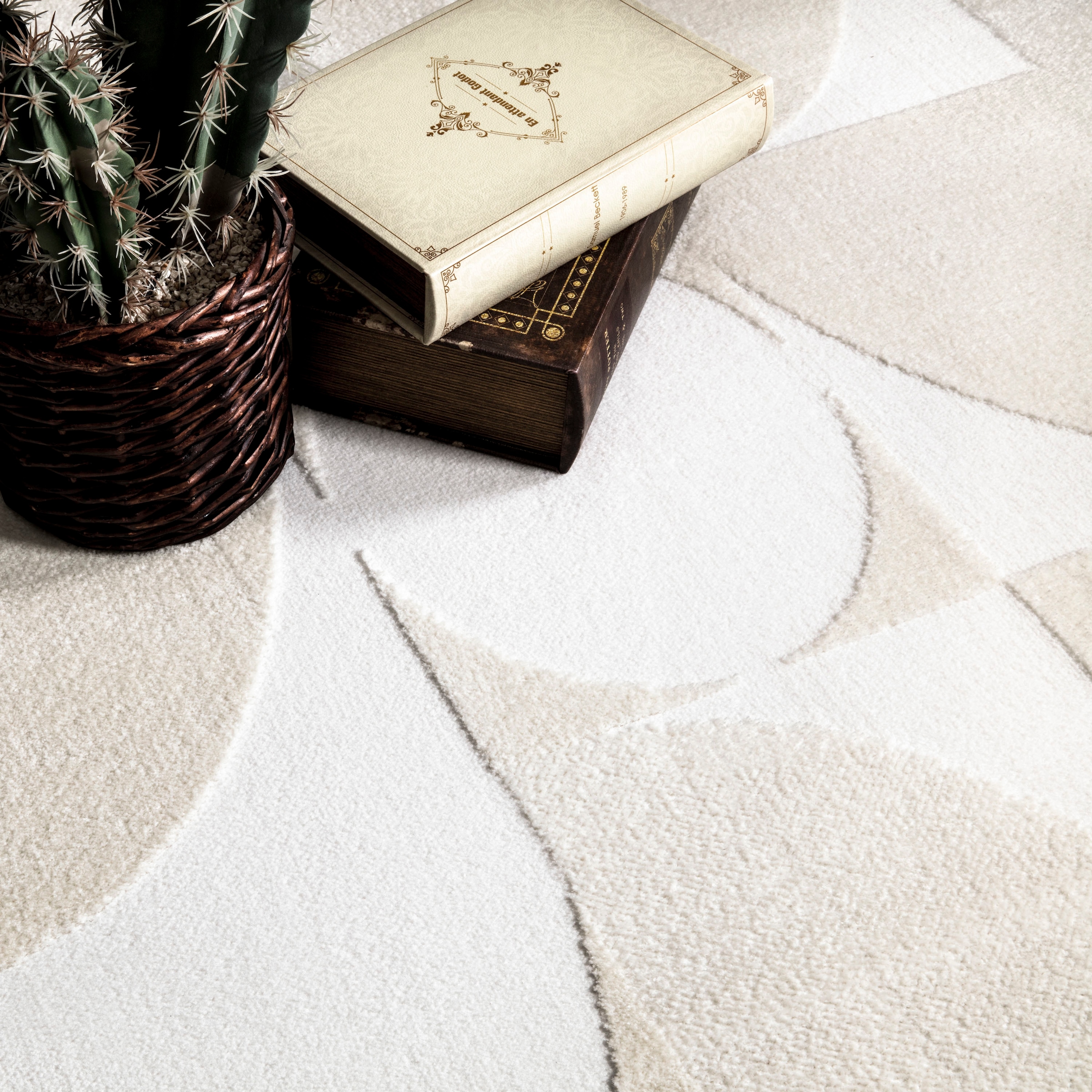 Paco Home Teppich »Luzern 656«, rechteckig, 13 mm Höhe, Kurzflor, Uni Farben, Hoch-Tief-Struktur, Scandi Design
