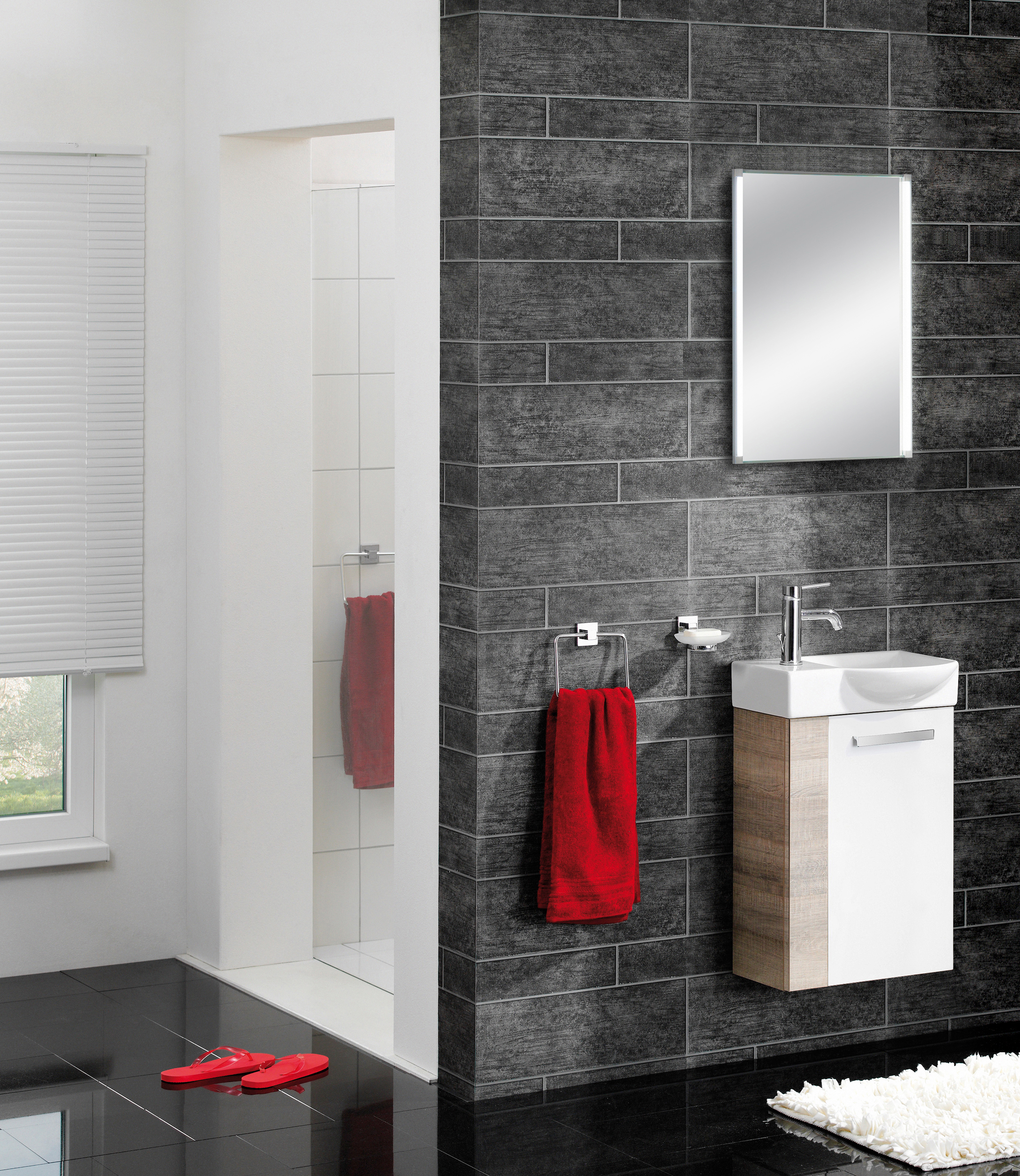 Waschbecken »SBC«, Badmöbel Waschbecken aus Keramik, Becken rechts, Breite 45cm, für WC