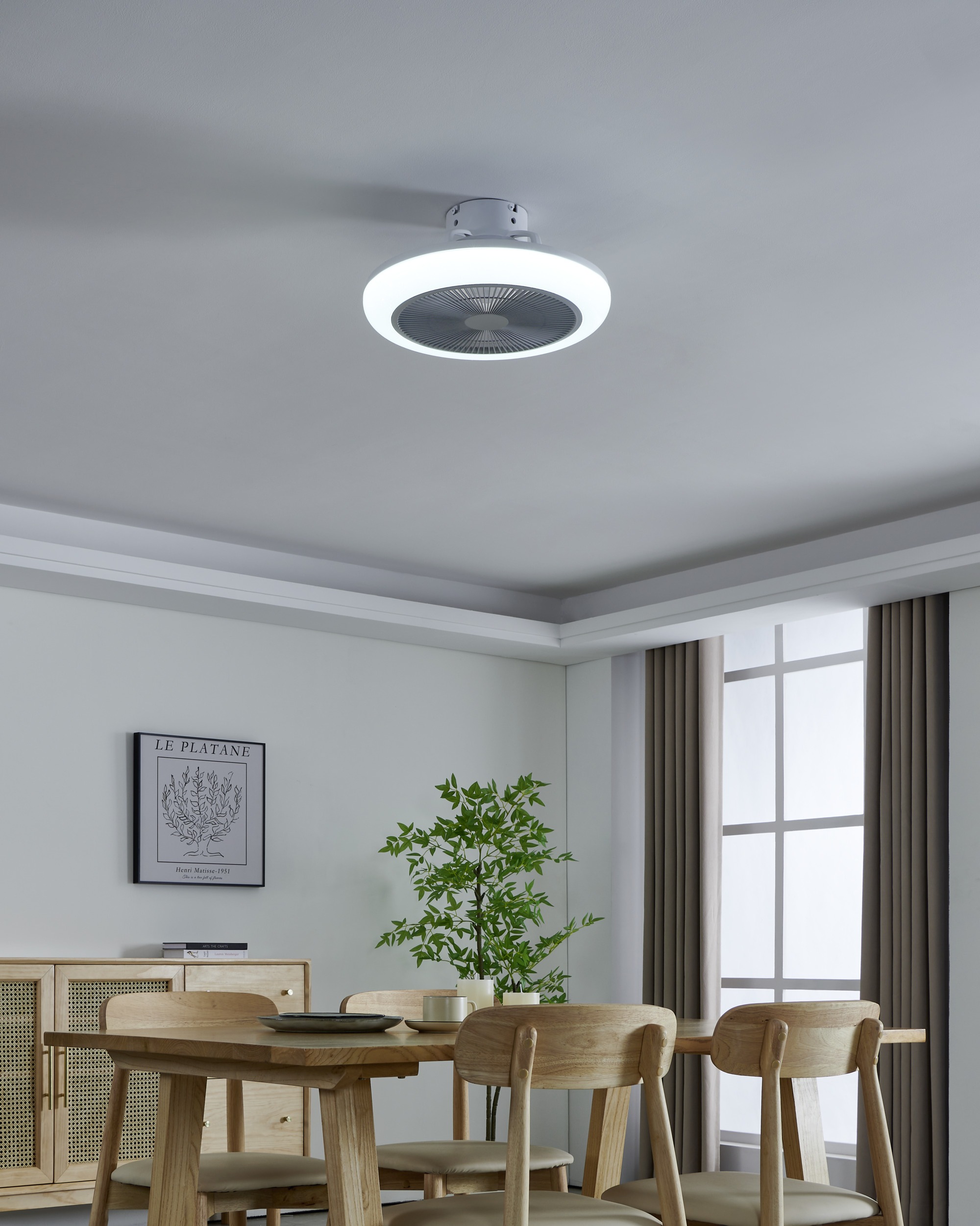 EGLO LED Deckenleuchte »KOSTRENA Leuchte und Ventilator - ABS - LED - 3X8,5W - IP20« LED-Modul 1 Stk. Kaltweiß | Neutralweiß | Warmweiß Deckenventilator, Deckenleuchte, Wohnzimmer, Schlafzimmer, H19xØ45,5cm