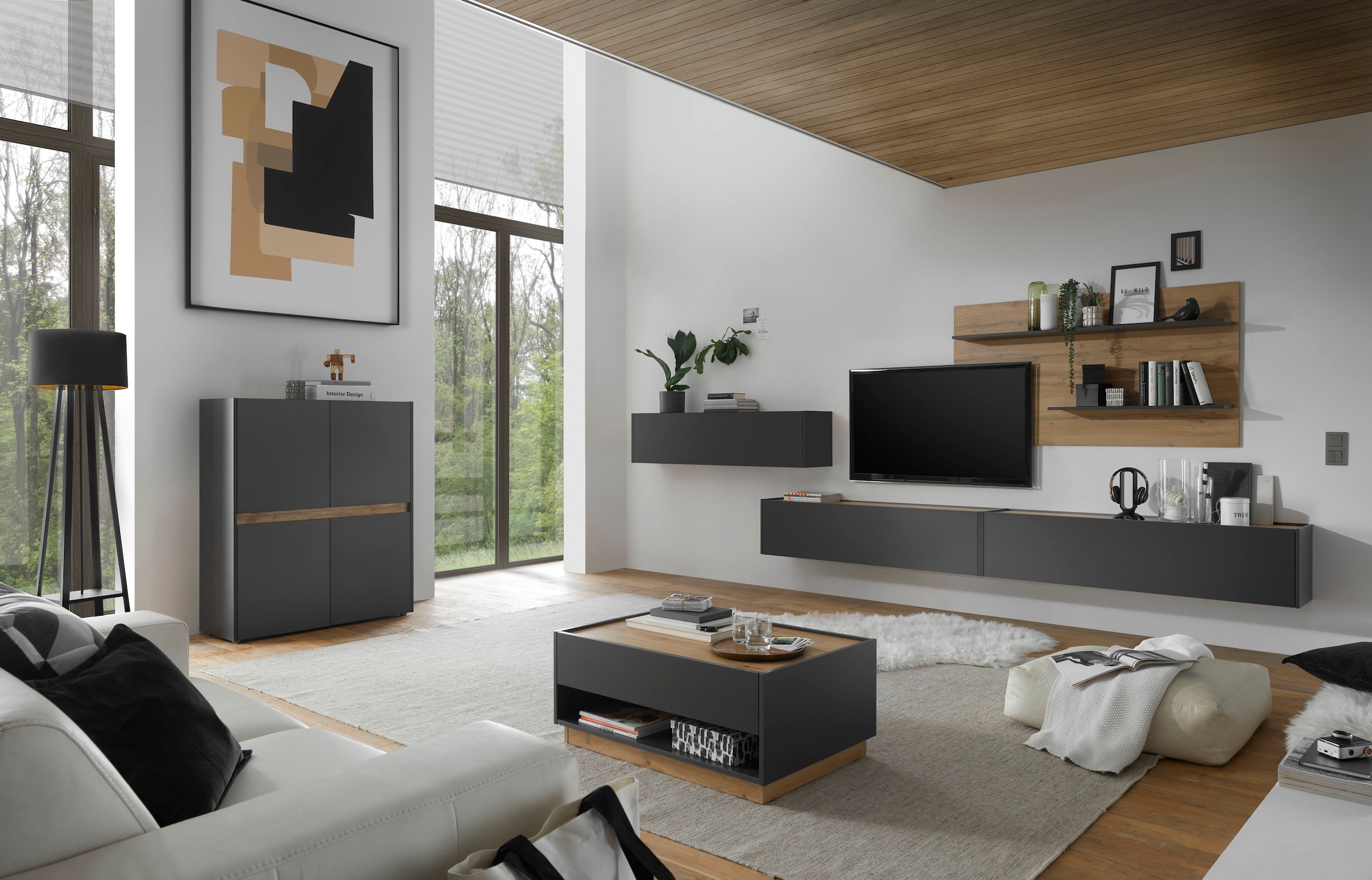 INOSIGN Wohnwand »City/Giron, moderne Anbauwand, Komplettset in vielen Farben verfügbar«, (Set, 4 St.), enthält drei Hängeschränke & ein Wandpaneel