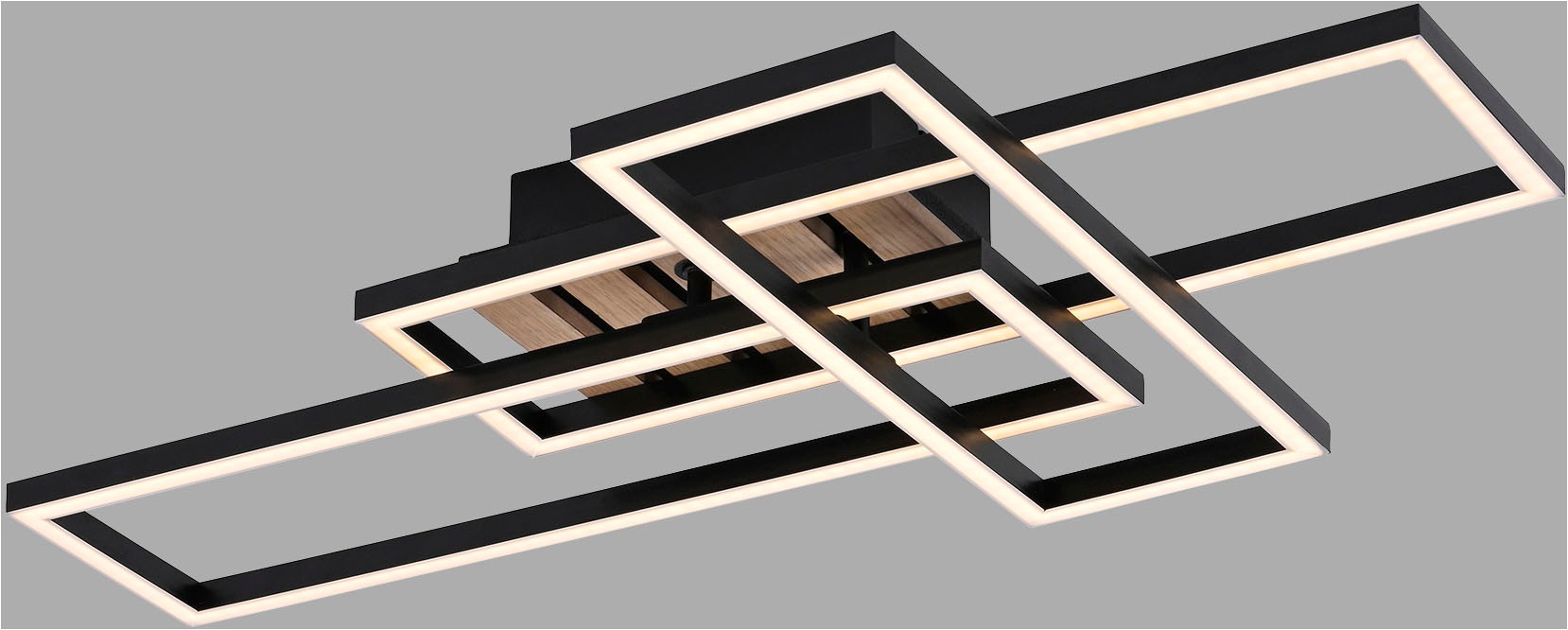 JUST LIGHT LED Deckenleuchte »AKUSTIKA« LED-Board 1 Stk. Warmweiß Eichenfurnier und schwarz, Rahmen drehbar