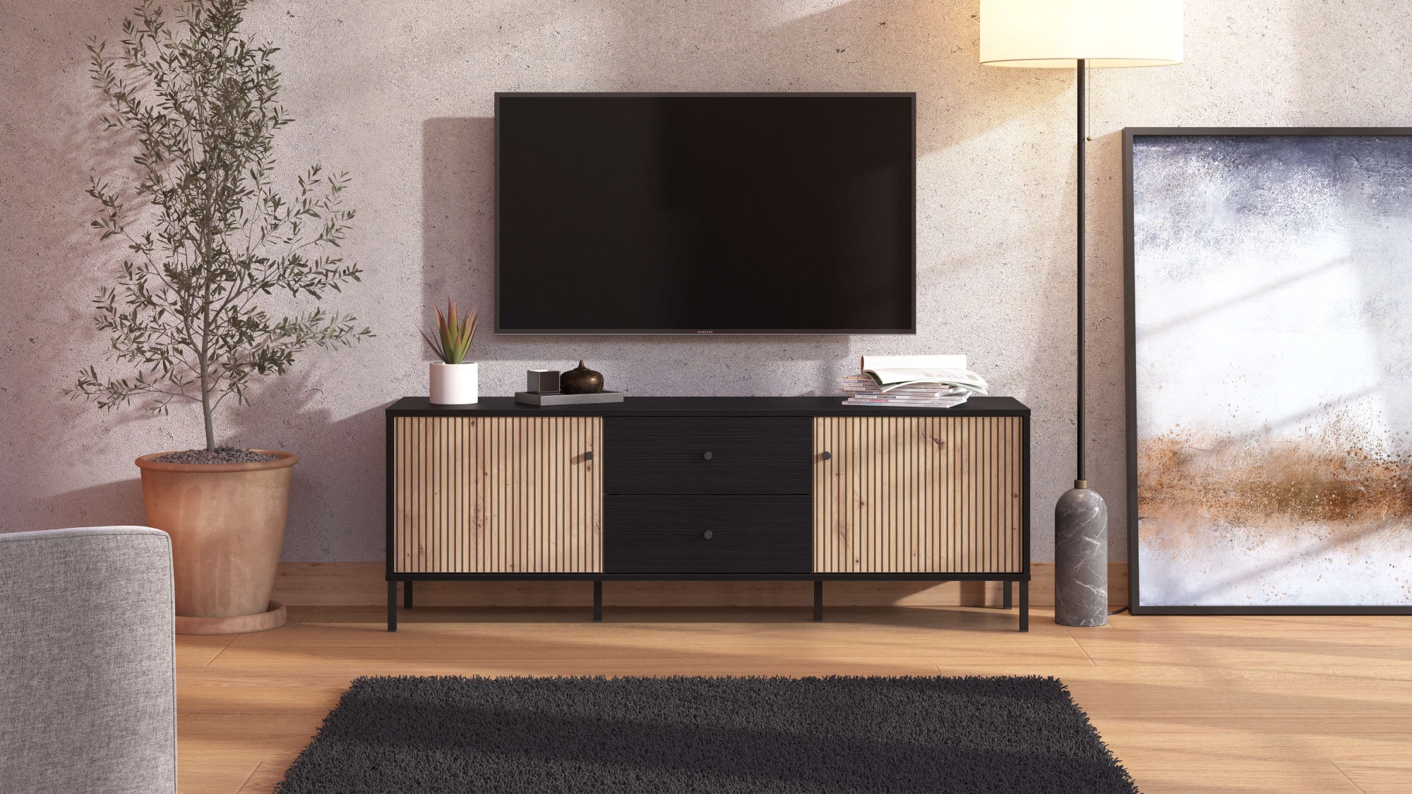 TV-Board »Correze, Lowboard, TV-Schrank, TV-Ständer, Breite 157 cm«, mit 4...