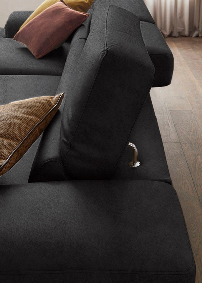 W.SCHILLIG Ecksofa »piedroo, Designsofa mit tollem Sitzkomfort, elegant und bequem, L-Form«, Kopfteilverstellung, wahlweise mit Sitztiefenverstellung, Breite 303cm