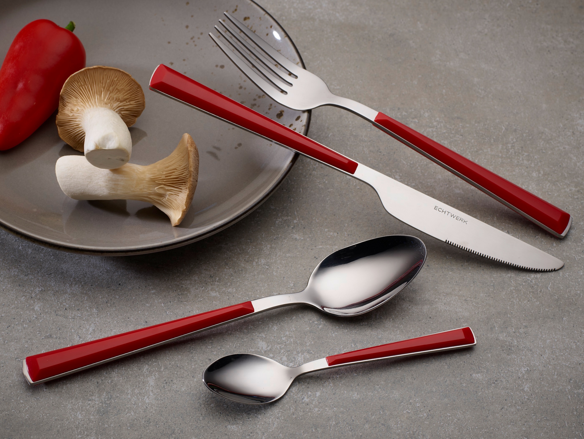 ECHTWERK Besteck-Set »Basic«, (Set, 16 tlg.), Camping/Picknickbesteck, Kunststoffgriffe