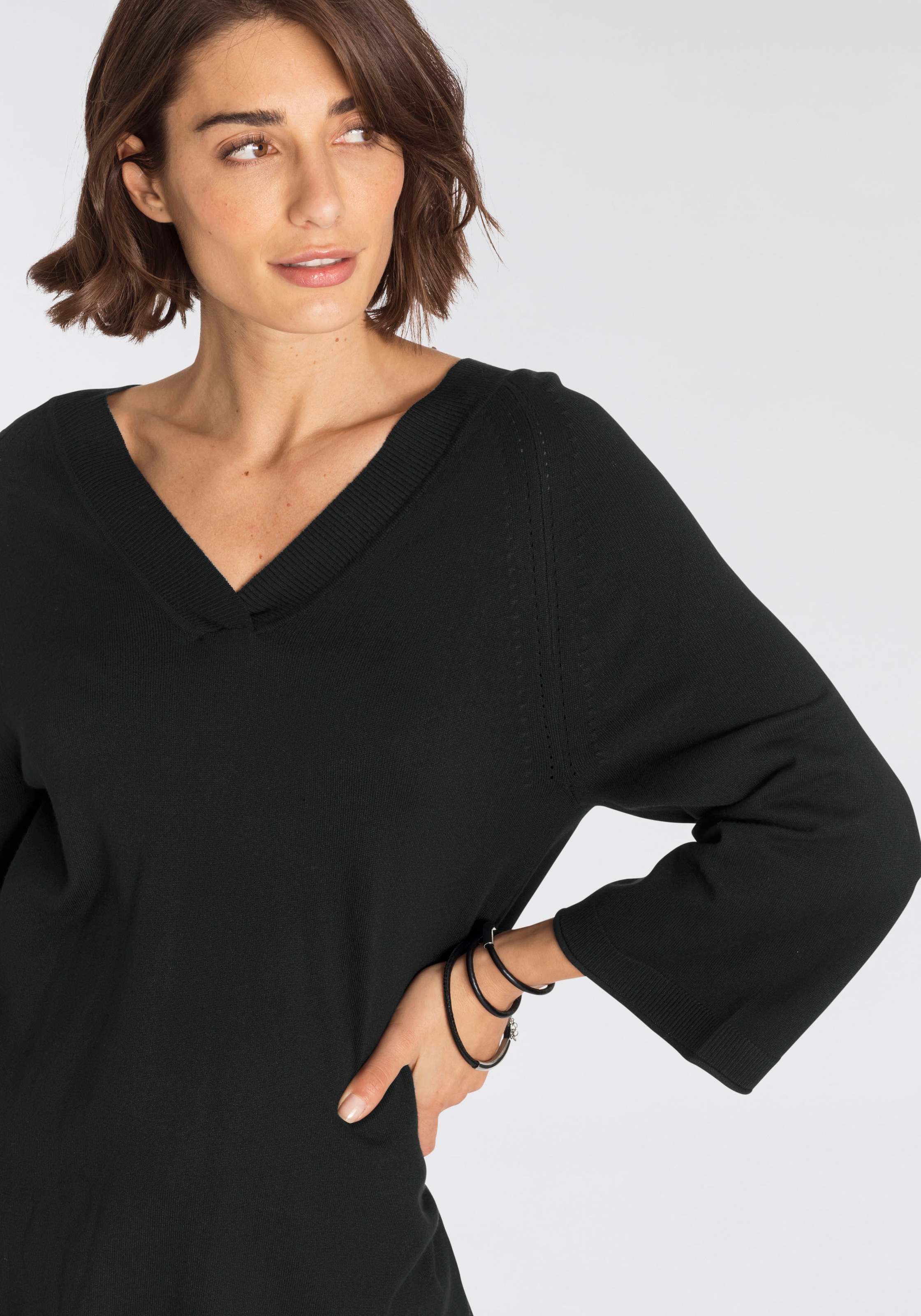 Boysen's V-Ausschnitt-Pullover, in leichter A-Form NEUE FARBE