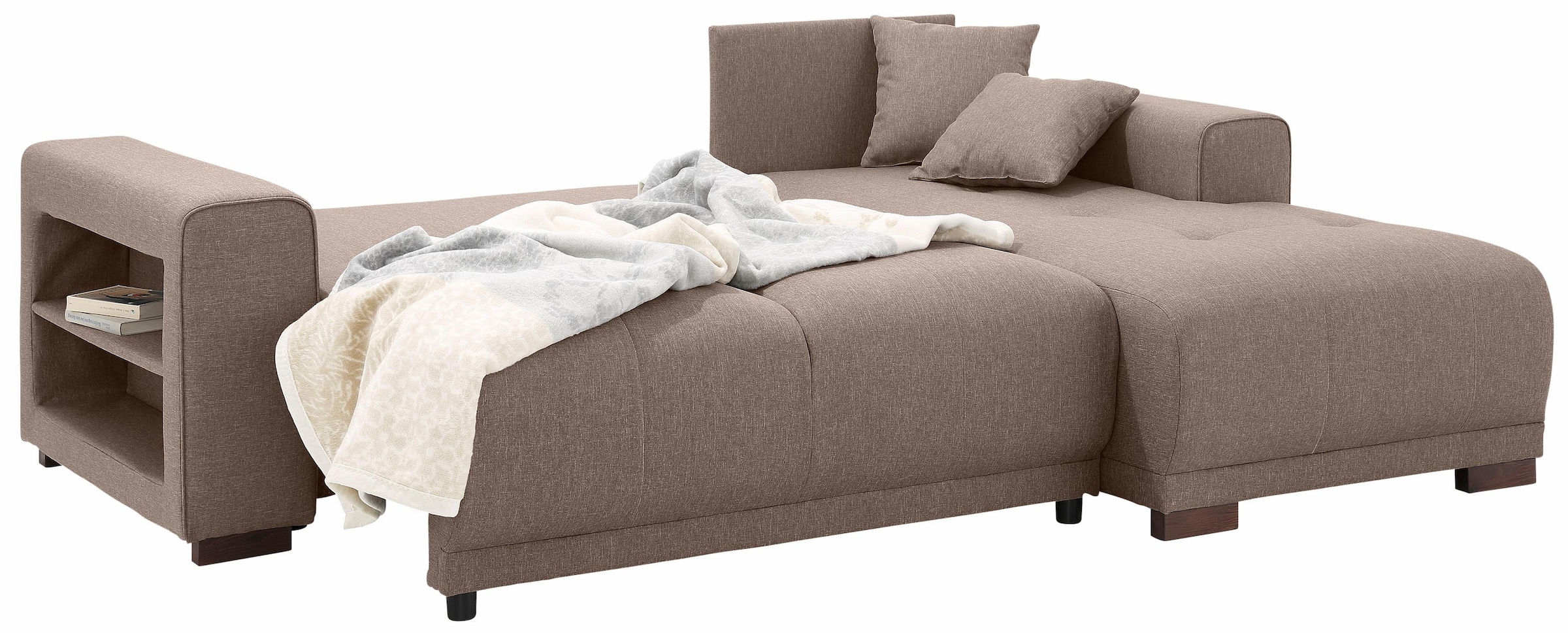 Home affaire Ecksofa »Viborg L-Form«, mit Regal in der Armlehne, wahlweise mit Bettfunktion