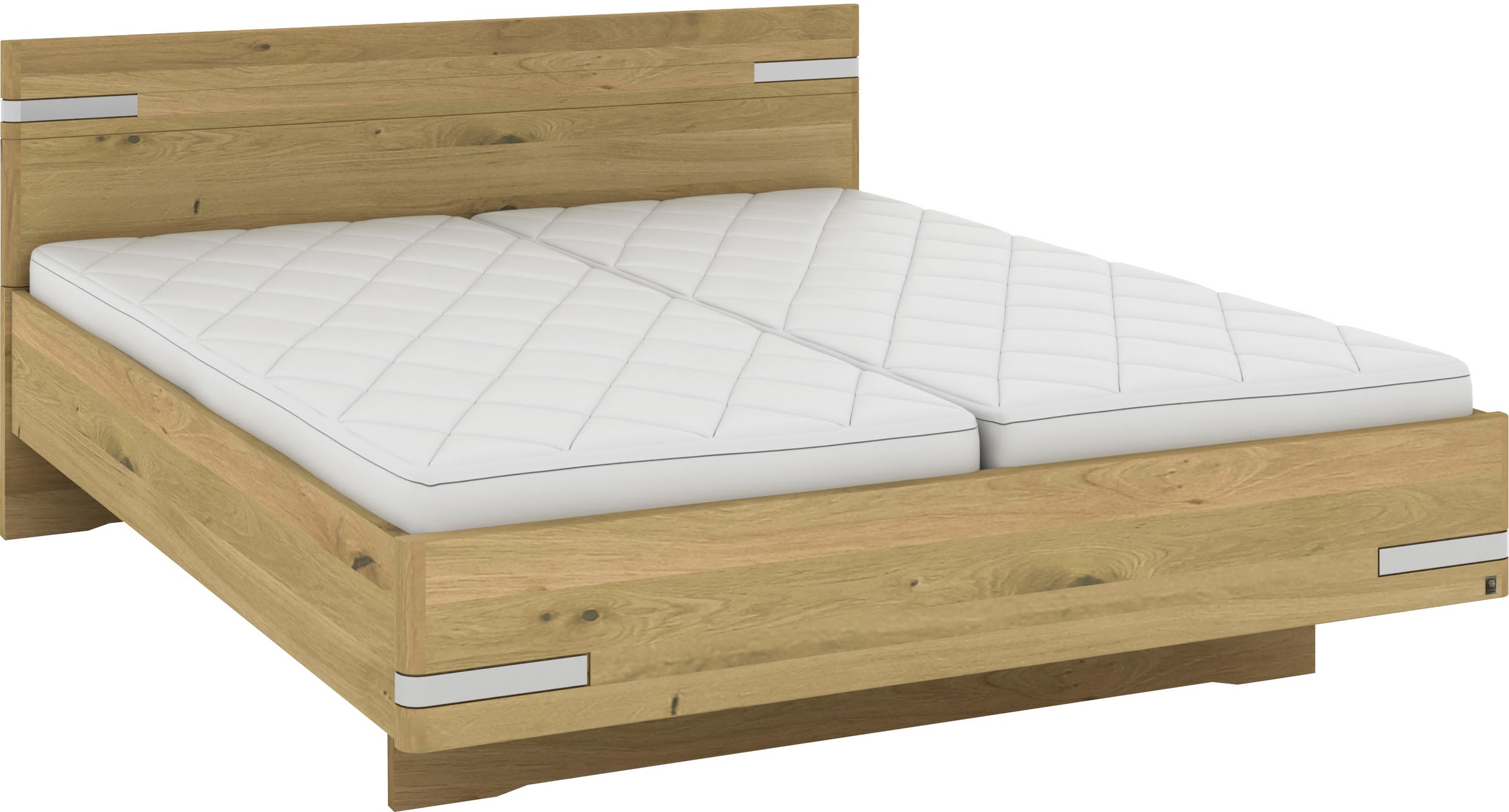 Musterring Holzbett »Savona«, (Belastbarkeit 220 Kg, 4-fache Liegehöhenverstellung, MADE IN GERMANY), Kopfteil in Bianco-Eiche massiv, Details in Chrom, verschiedene Größen