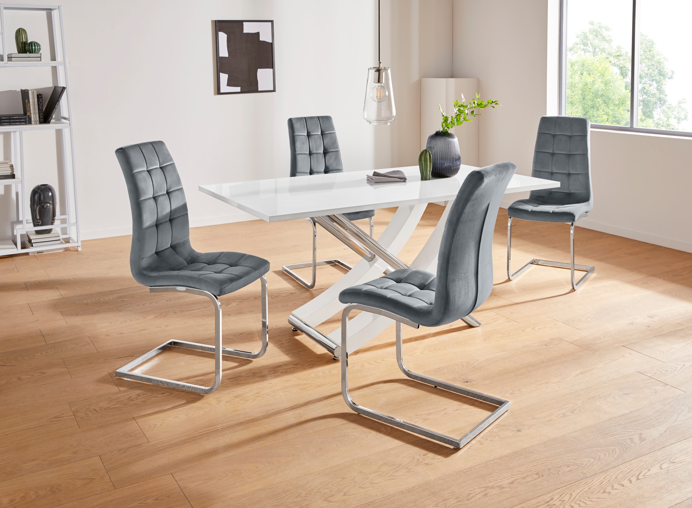 INOSIGN Essgruppe »Kaleo/Lola« 5 Stk. tlg. Grau + chromfarben