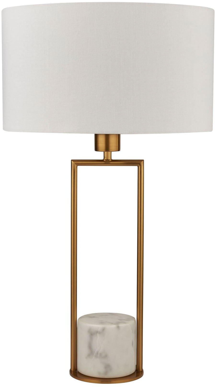 Searchlight Tischleuchte »Claire Table Lamp - Gold Metal, White Marble & White Shade« E27 1 Stk.