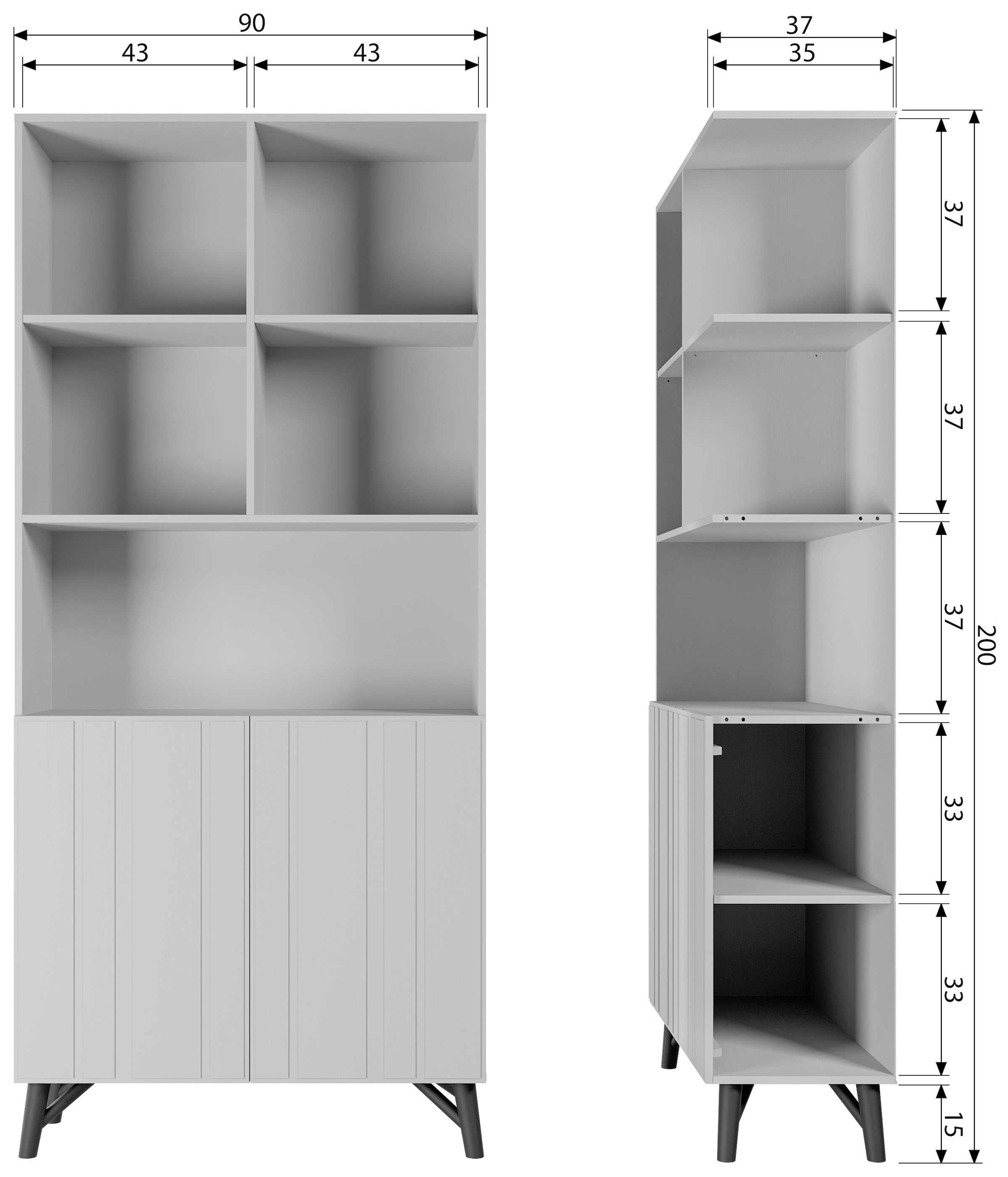 WOOOD Stauraumregal »Miller«, mit 2 Türen, H 200 cm x B 90 cm