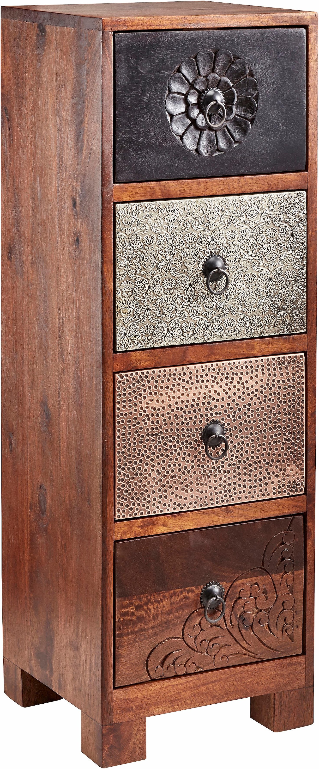 Home affaire Kommode »Mahar«, Breite 30 cm mit Metallfronten