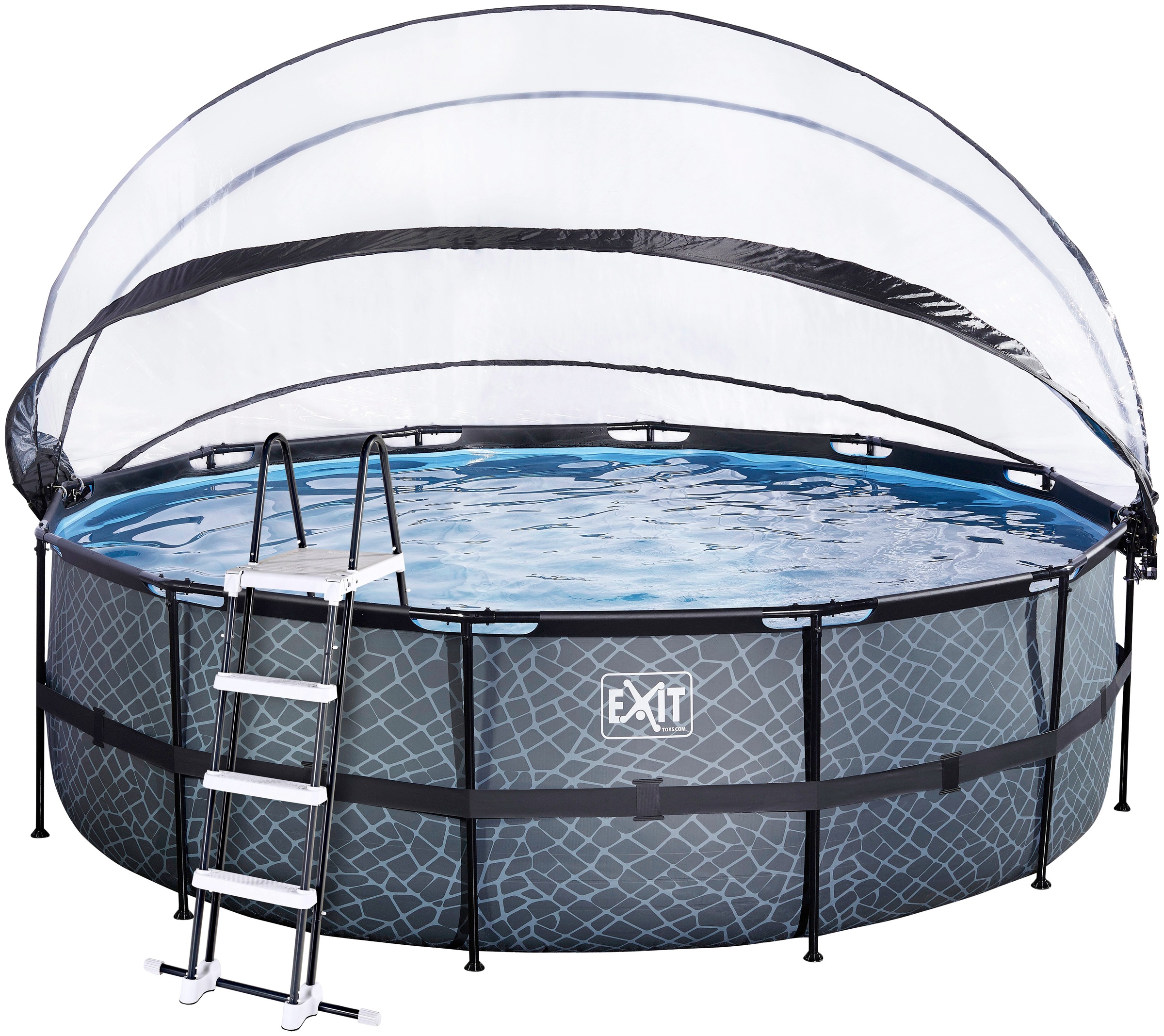 EXIT Framepool »inkl. multifunktionaler Poolabdeckung und Sicherheitsleiter« ØxH: 450x122 cm, mit Sandfilteranlage grau Ø/B/H/L: 450 cm x Breite x...