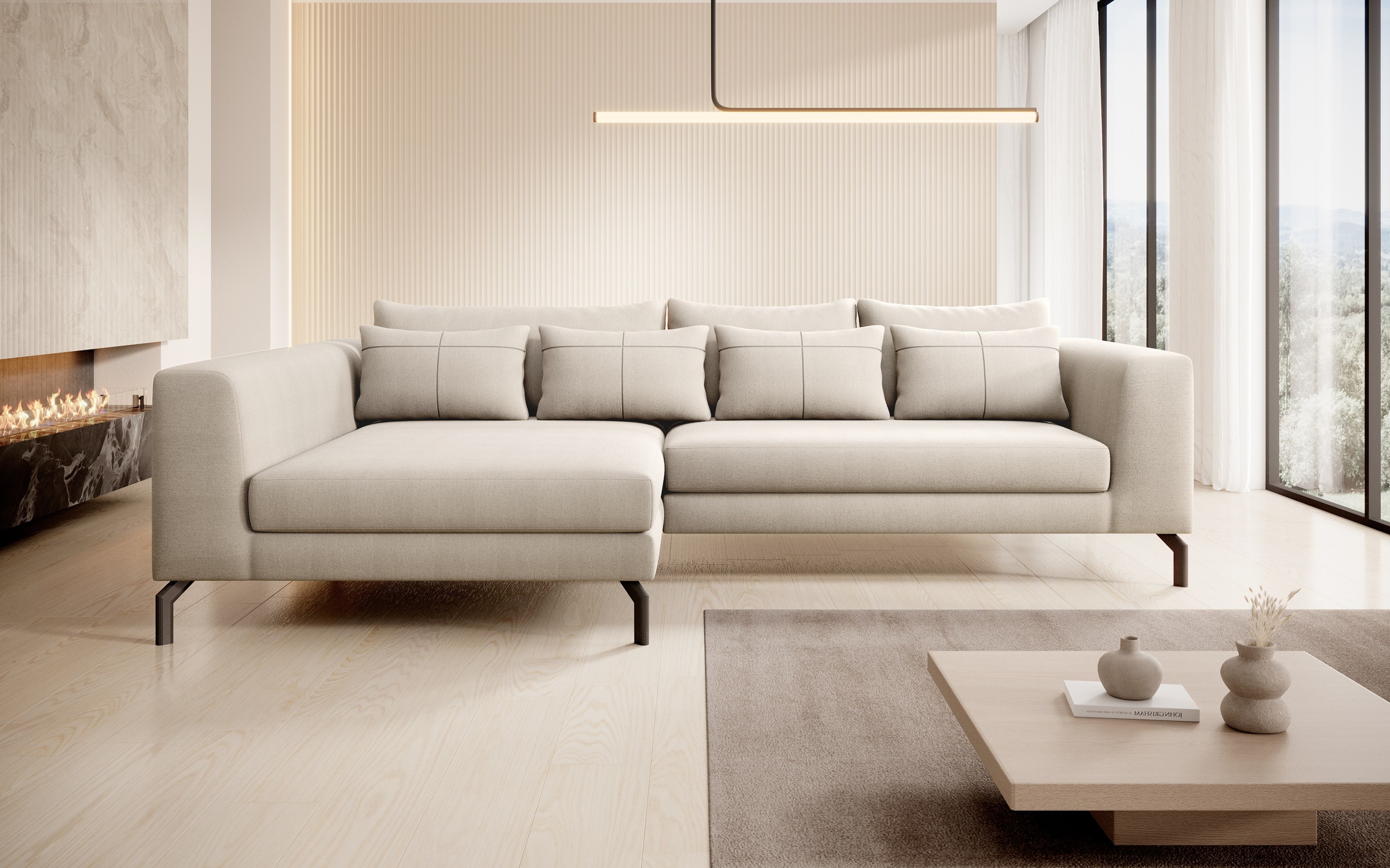 INOSIGN Ecksofa »Cross, mit softem Sitz, L-Form, wendbare Zierkissen, Breit günstig online kaufen