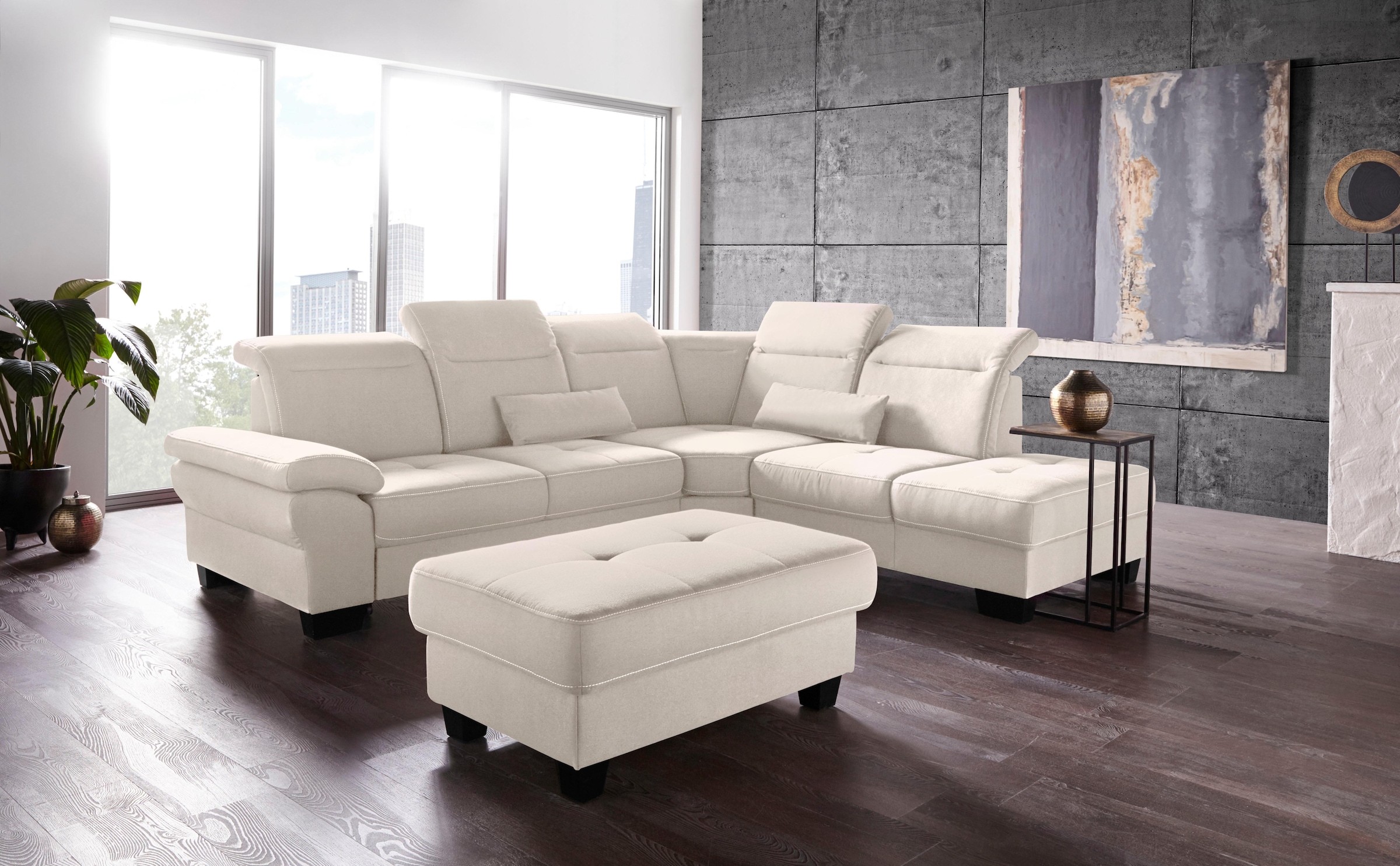 Home affaire Ecksofa »Cornwall L-Form« incl. Sitztiefenverstellung, mit Bet günstig online kaufen