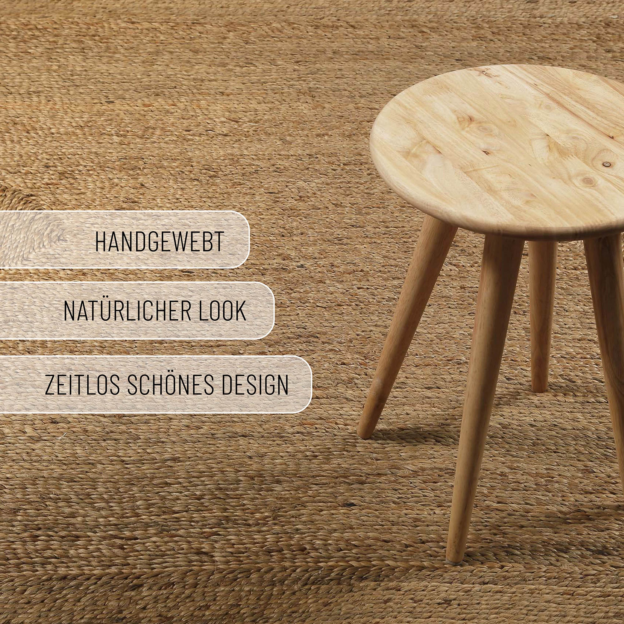 Green Looop Teppich »Collins«, rechteckig, 12 mm Höhe, handgewebt, robust, strapazierfähig, Jute, Natur, Wohnzimmer