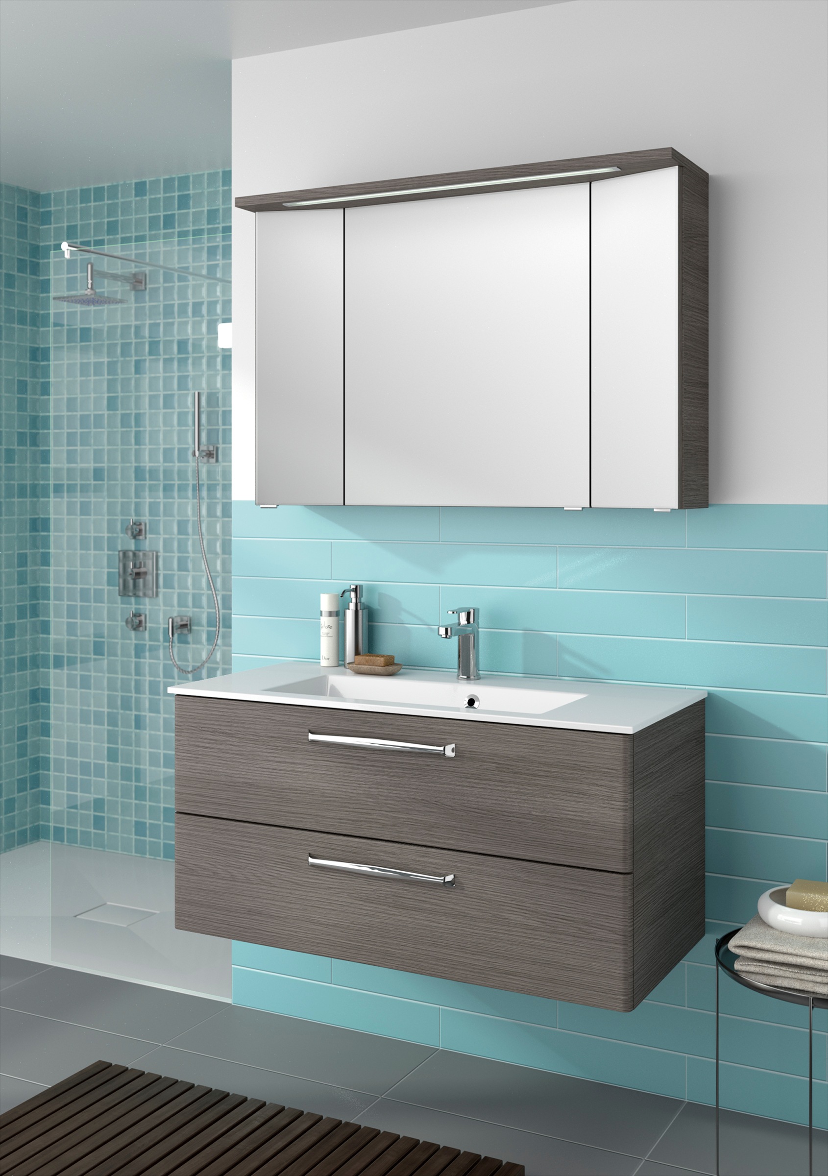 Saphir Badmöbel-Set »Trentino 2-teilig Mineralmarmor-Waschtisch mit LED-Spi günstig online kaufen