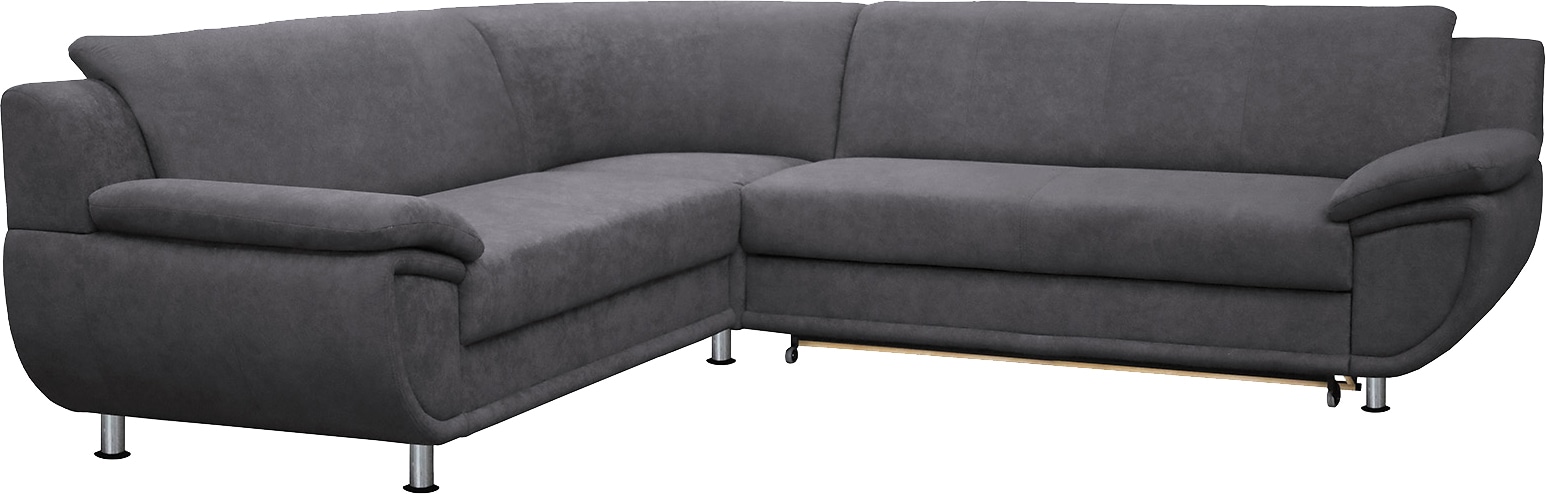 TRENDMANUFAKTUR Ecksofa »Rondo wahlweise mit Schlaffunktion, bequeme Armlehnen, Bestseller«, L-Form, wahlweise mit Federkern bestellbar, Füße chromfarben