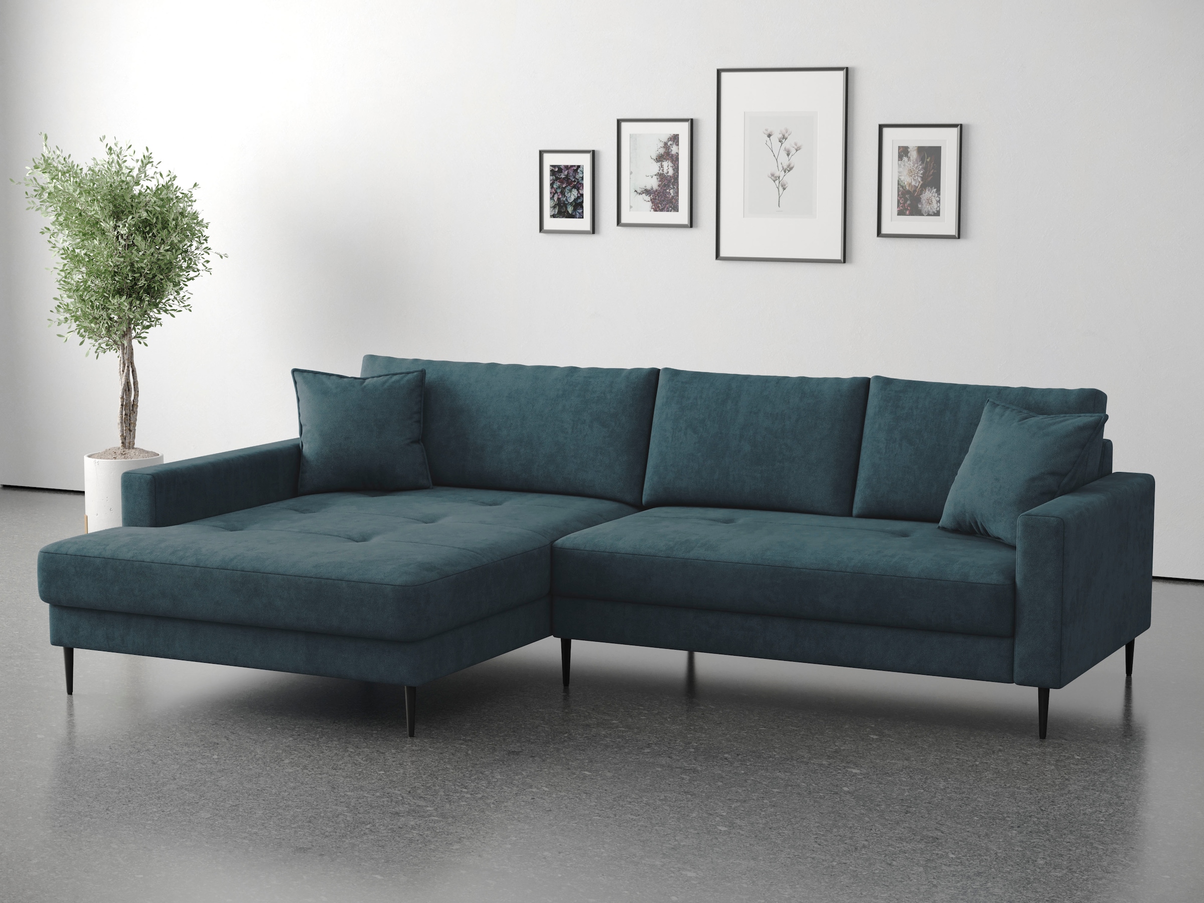 OTTO home Ecksofa »Summer L-Form, B: 280cm, in Cord & Struktur« wahlweise mit Kopfstützen, schwarze Metallfüße