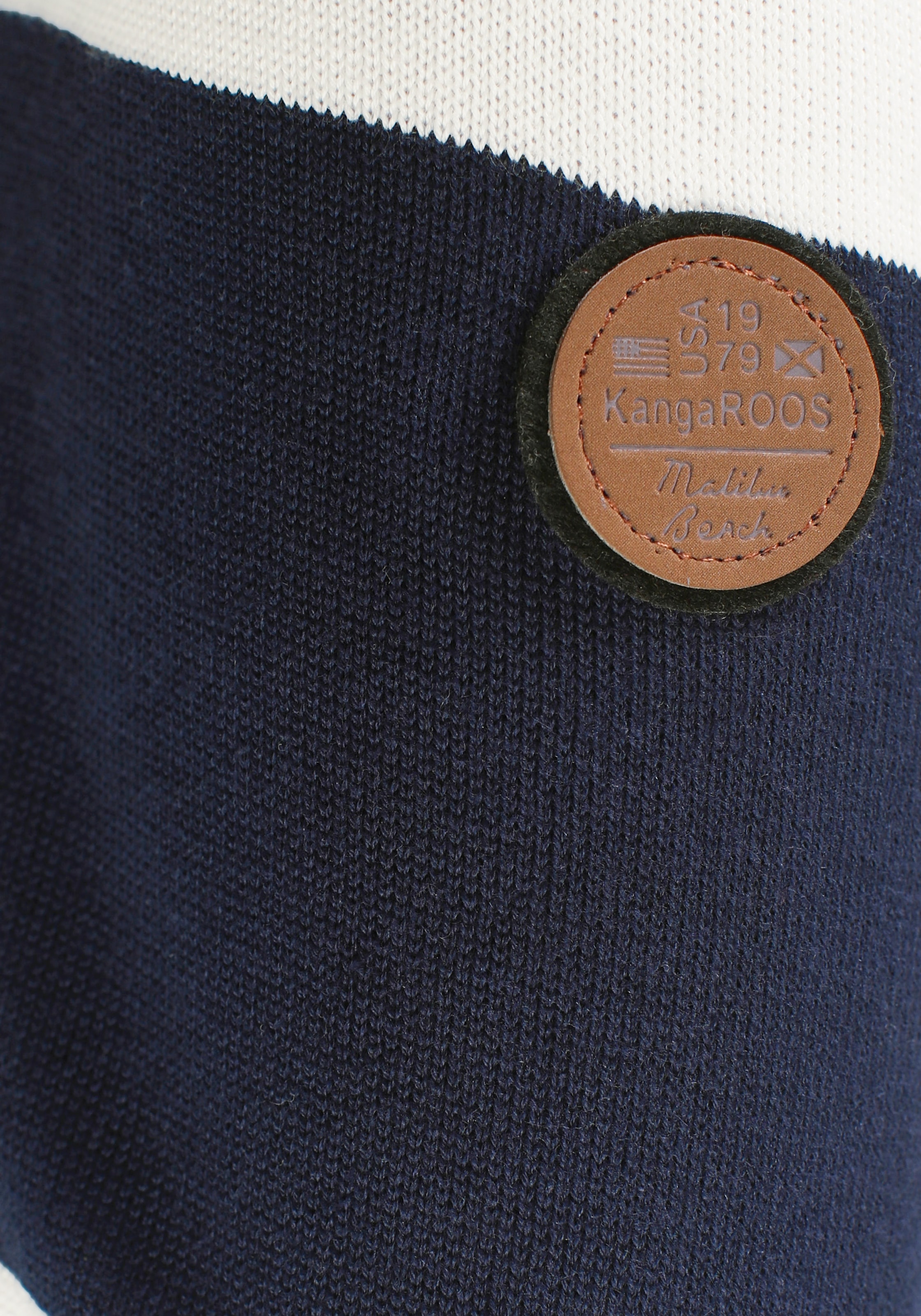 KangaROOS Polokragenpullover, mit modischer Knopfleiste & maritimen Blockstreifen