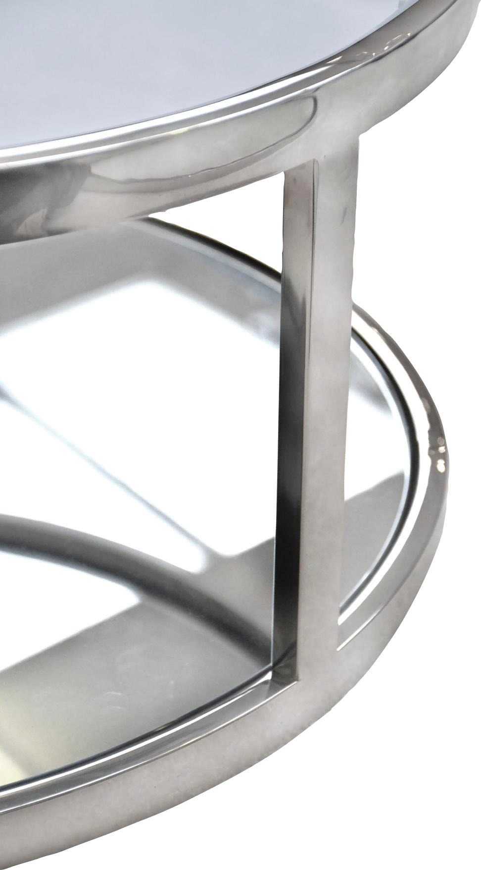 Leonique Couchtisch, Couchtisch, 2 rund, Glas, Chromgestell, Sicherheitsglas, 90x35, 70x30