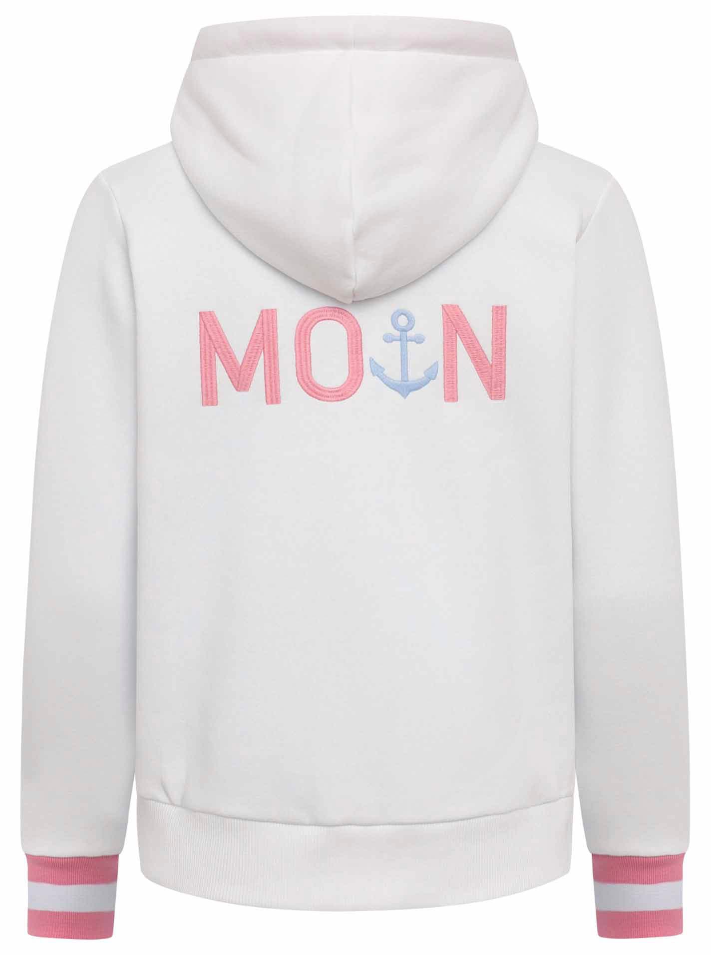 Zwillingsherz Sweatjacke, mit gesticktem "Moin" und neonfarbenen Details