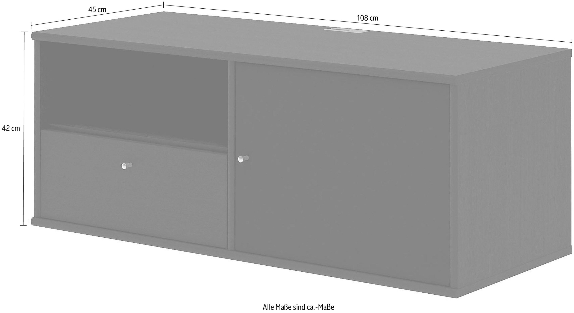 Hammel Furniture TV-Board »Mistral Fernsehschrank, Medienmöbel, Hängend«, mit Tür mit Akustikstoff, Kabeldurchführung, Lowboard, B: 108 cm