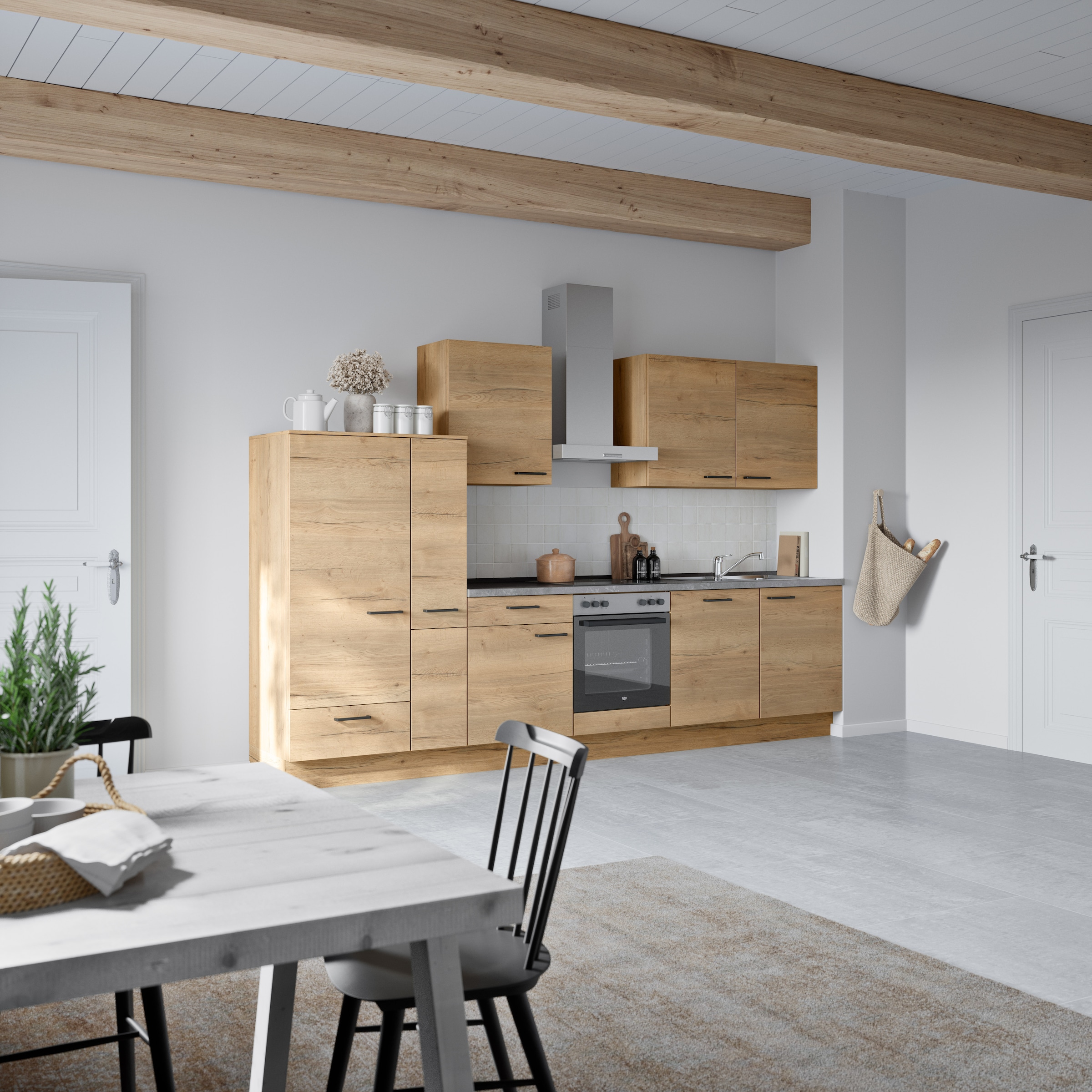 nobilia® Küchenzeile »"Structura I"«, vormontiert, Ausrichtung wählbar, Breite 330 cm, wahlw. mit E-Geräten