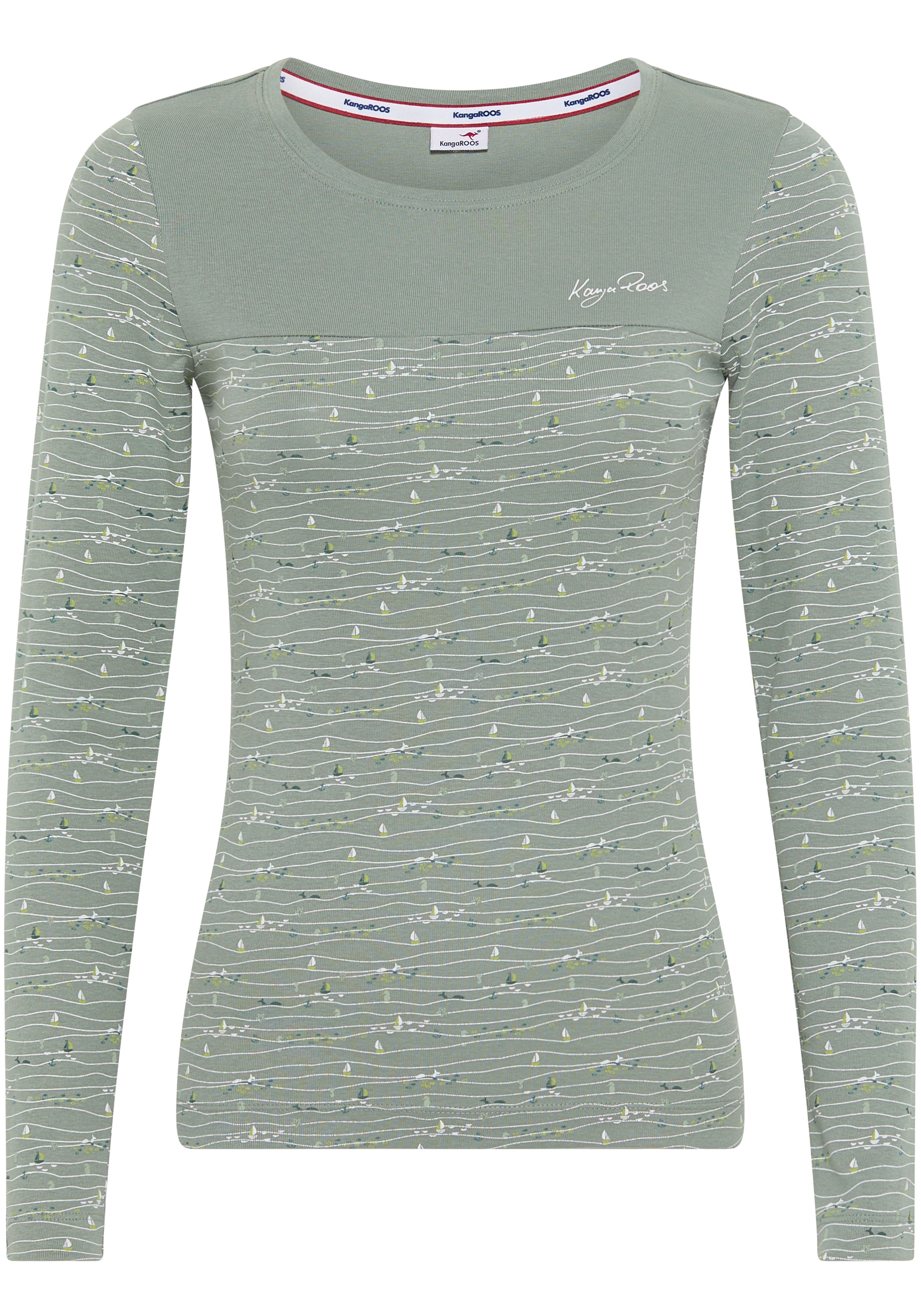 KangaROOS Langarmshirt, Langarm, sehr figurbetont, aus Baumwolle