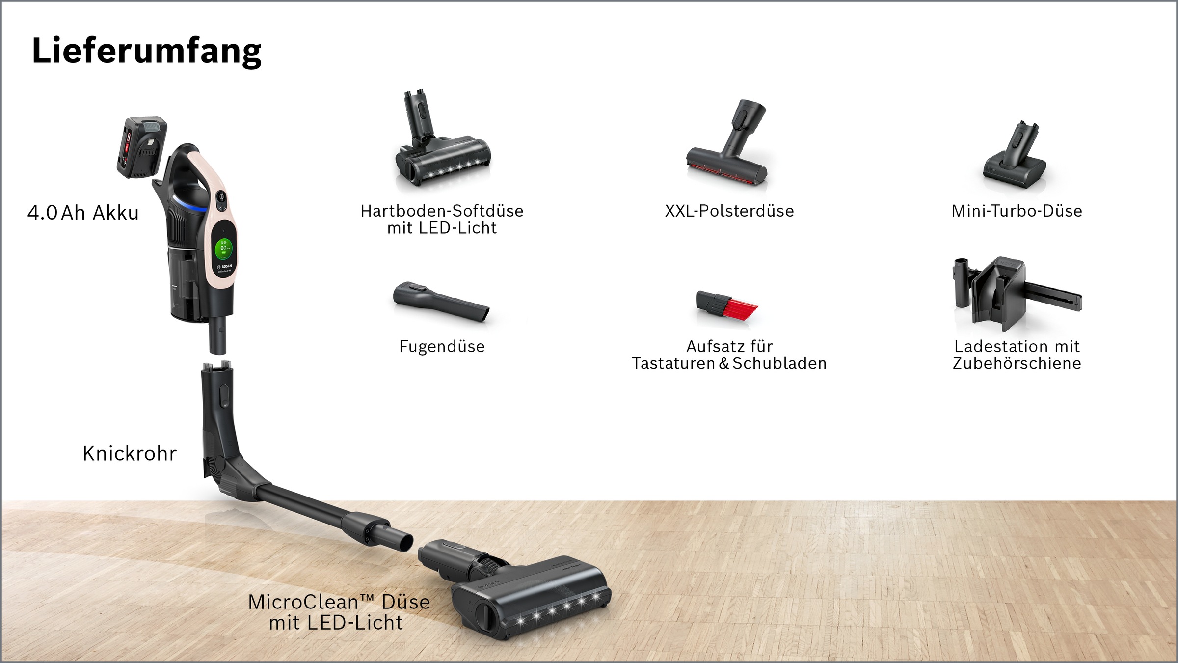 BOSCH Akku-Stielstaubsauger »BKS1041RHF« HEPA-Filtersystem, 10 Jahre Motorgarantie, LED-Licht, powder rose