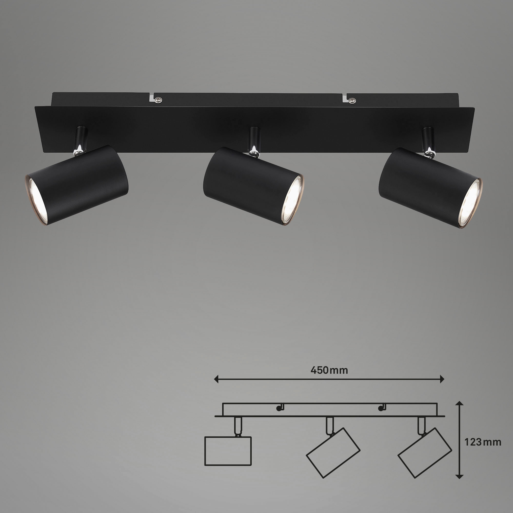 Briloner Leuchten LED Deckenspots »2857035 Run«, Leuchtmittel GU10 | ohne Leuchtmittel, Deckenlampe, 45x8x12,3cm, Schwarz, max.40W, GU10, Wohnzimmer, Flur