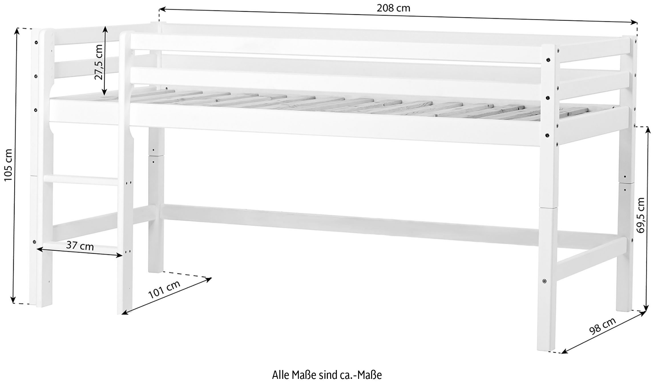 Hoppekids Hochbett »«Winter Wonderland»«, (Set), 90x200, umbaubar mit Vorhang-Set Winter