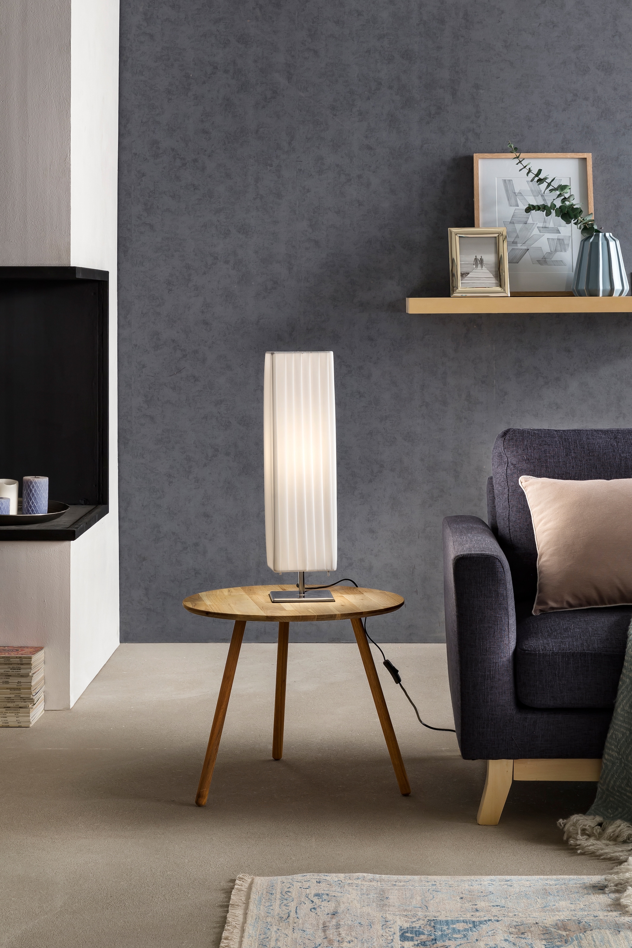 SalesFever Tischleuchte »Jonna« E27 1 Stk. Plisseé Lampenschirm