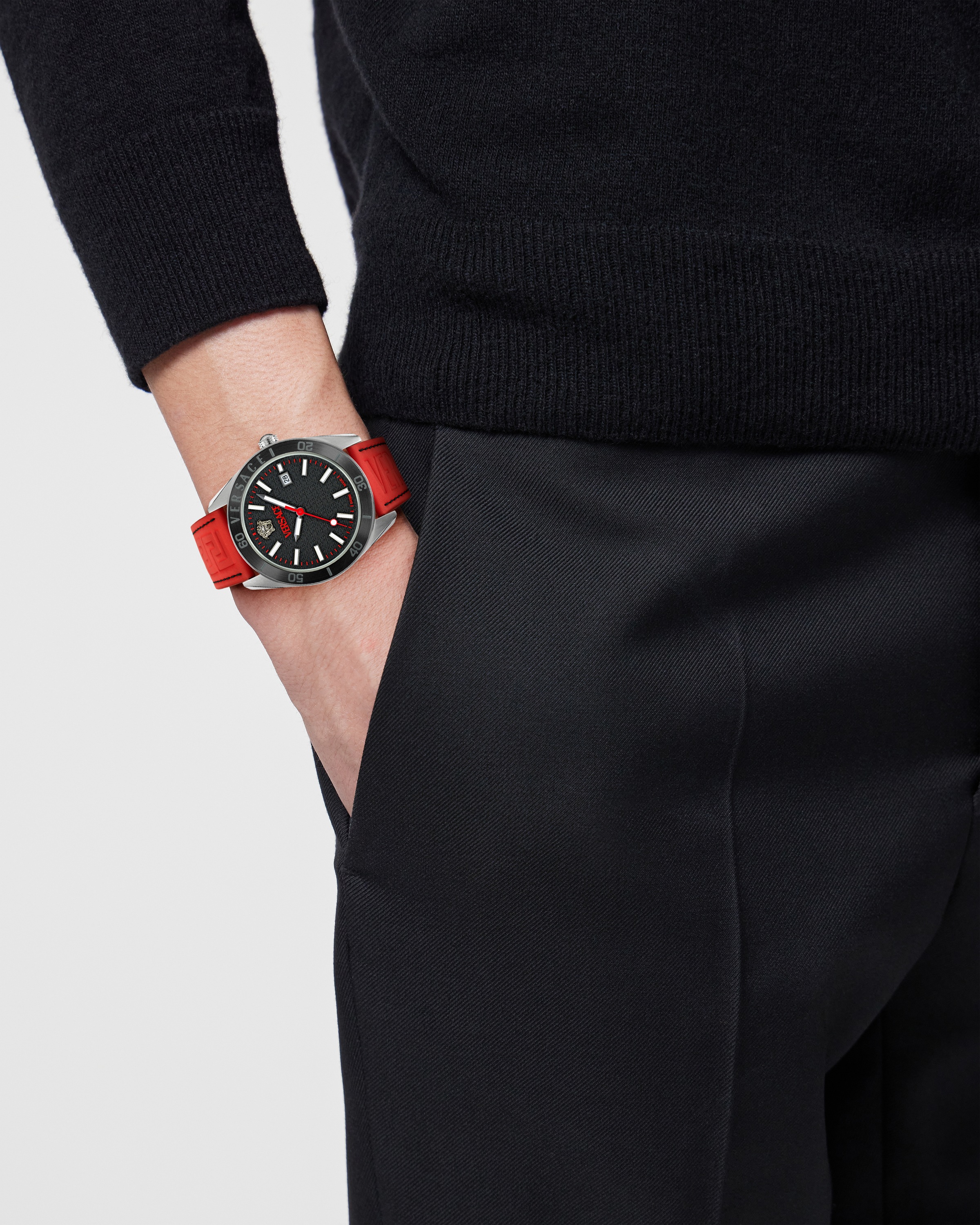 Versace Quarzuhr »V-DOME«, Armbanduhr, Herrenuhr, Swiss Made, Leuchtindizes (Zifferblatt), Datum
