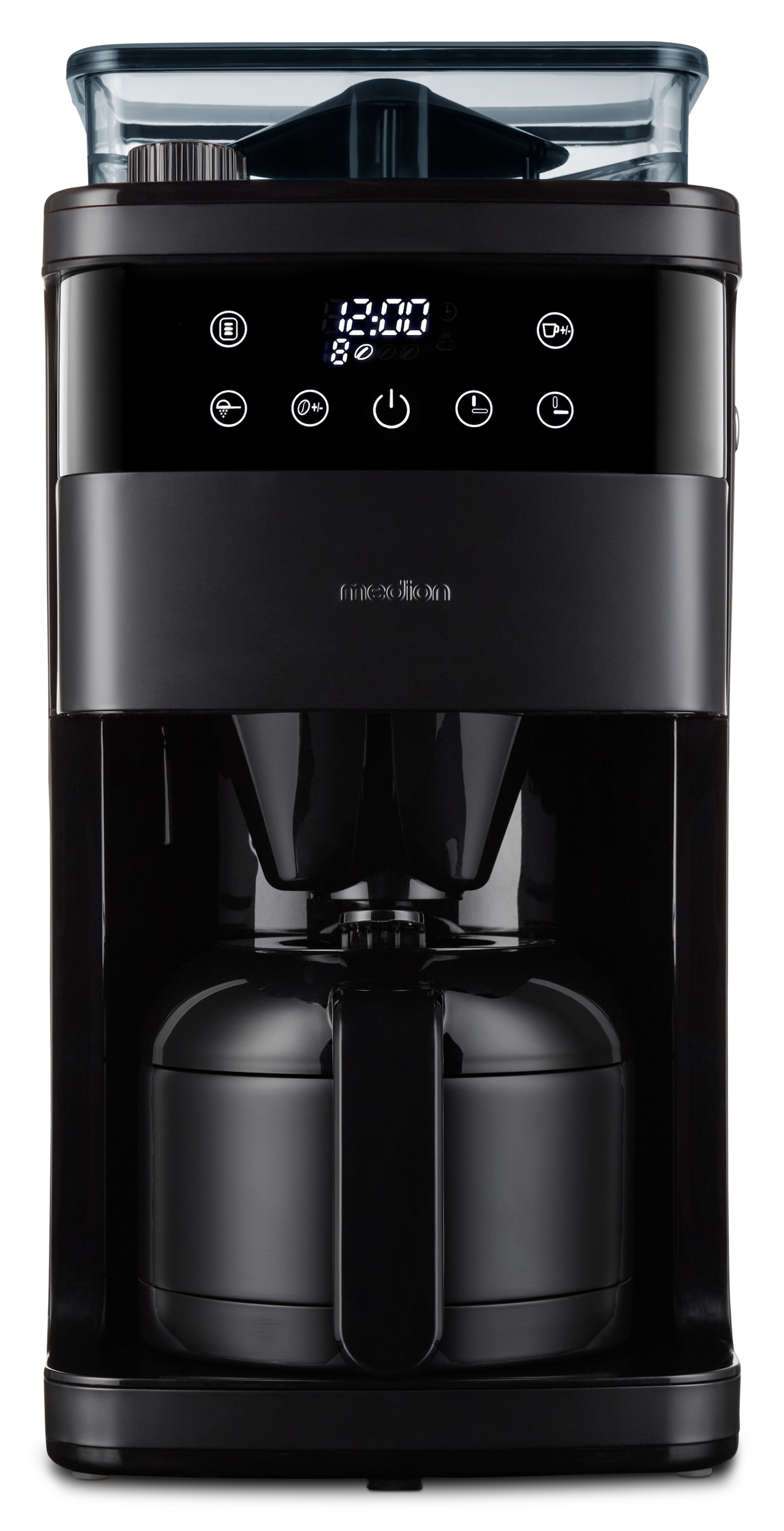 Medion® Kaffeemaschine mit Mahlwerk »MD 19911, 8 Mahlstufen, 1 L Wassertank, Thermoskanne, Timerfunktion«, Permanentfilter, Tropfstopp, automatische Abschaltung