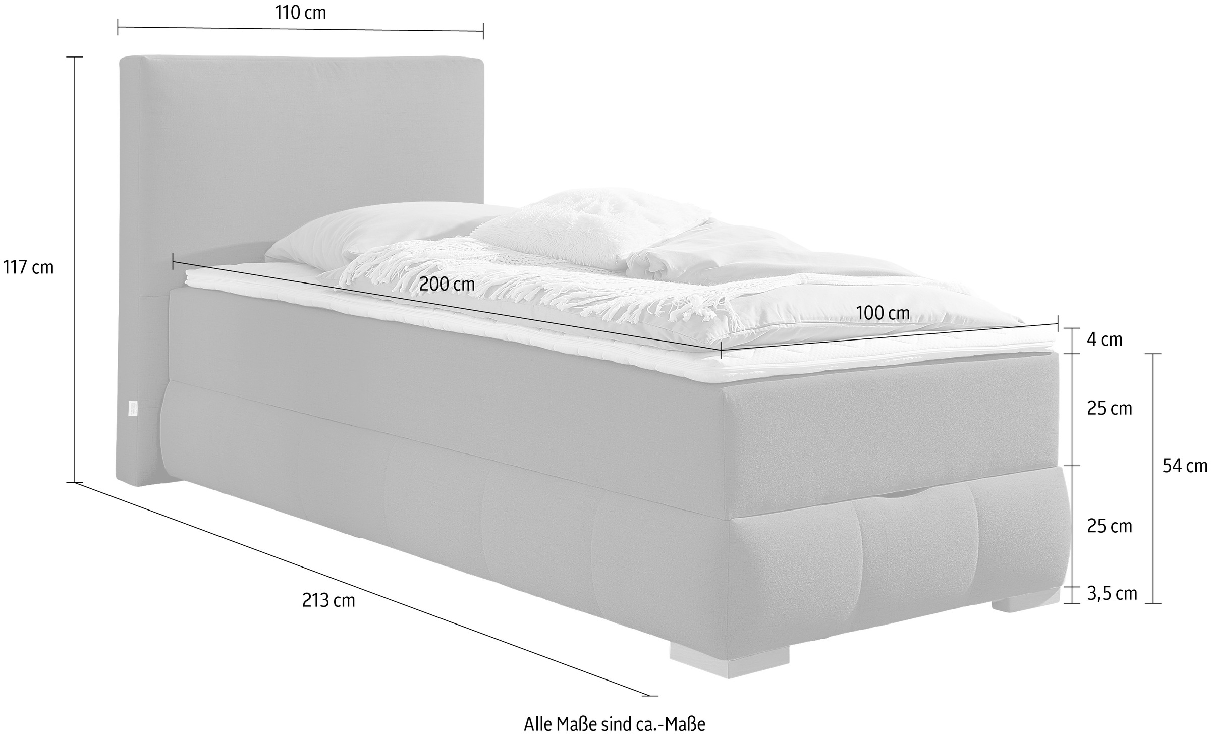 OTTO home Boxbett »Wehma« in H2, H3 & H4 wählbar, inklusive Topper