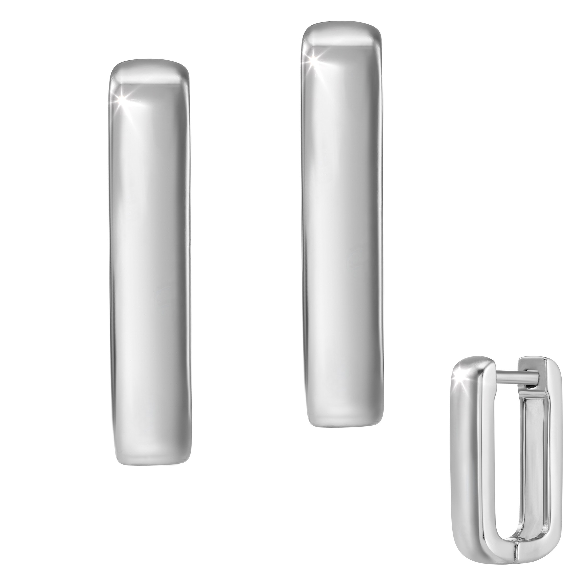 Firetti Paar Creolen »Schmuck Geschenk Silber 925 Ohrschmuck Ohrringe Rechteck« Made in Germany - wahlweise mit oder ohne Zirkonia